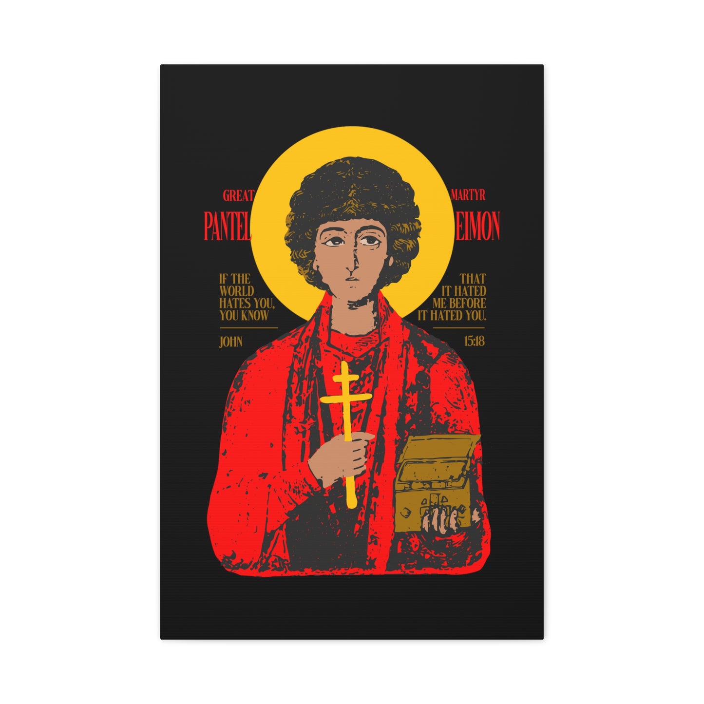 Great-Martyr Panteleimon IconoGraphic No. 1 | Orthodox Christian Canvas Art