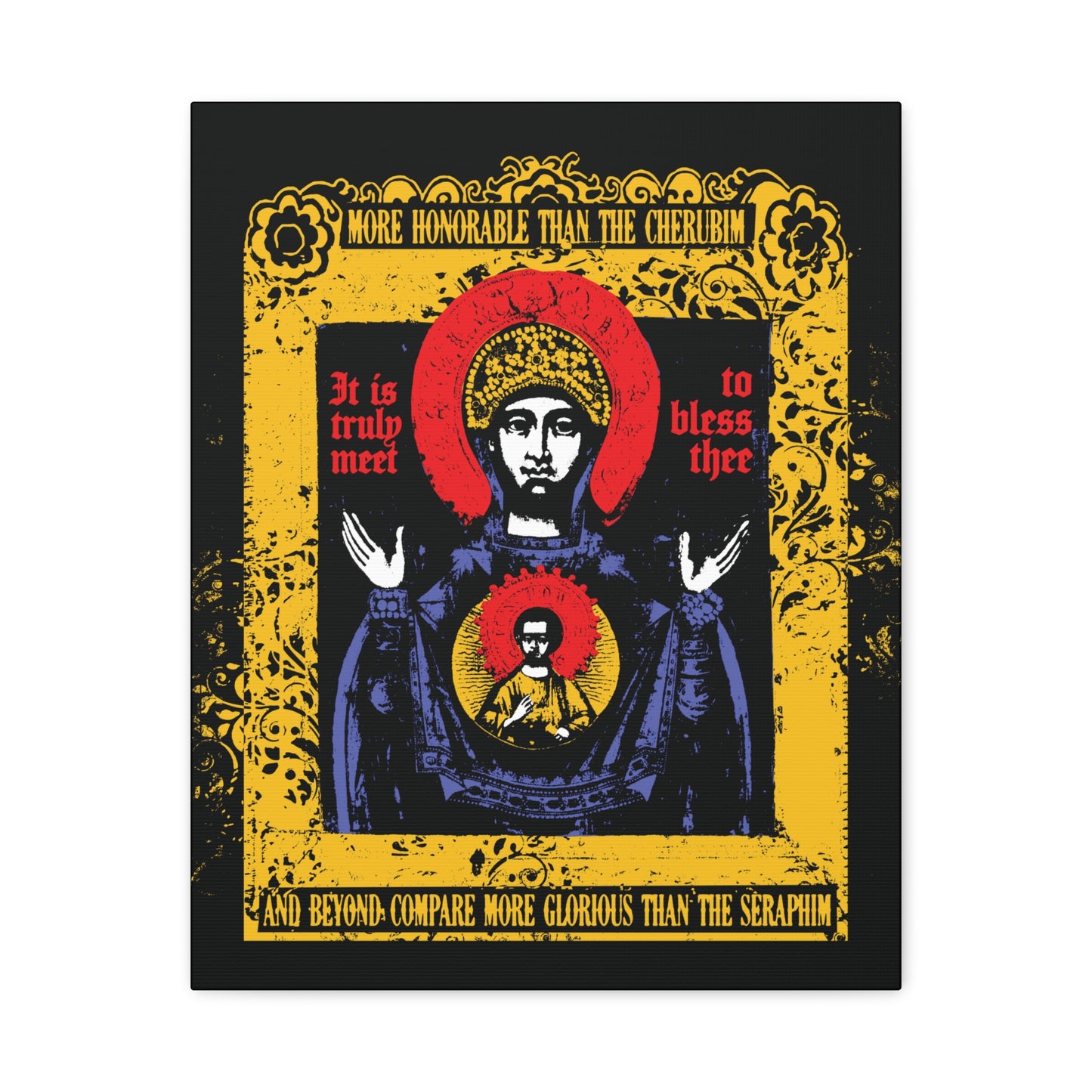 It is Truly Meet To Bless Thee Iconographic | Axion Estin Hymn to the Mother of God Theotokos | Orthodox Christian Canvas Art