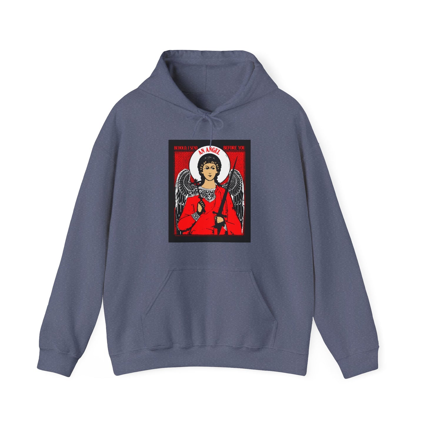 Behold I Send an Angel Before You (Ex 23:20) | Guardian Angel With Cross & Sword IconoGraphic | Orthodox Christian Hoodie