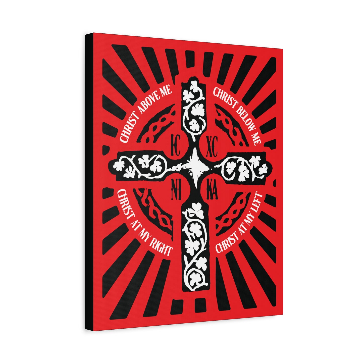 Red ICXC NIKA Enniskillen Celtic Cross | Lorica of St. Patrick | Shield Prayer | Orthodox Christian Canvas Art