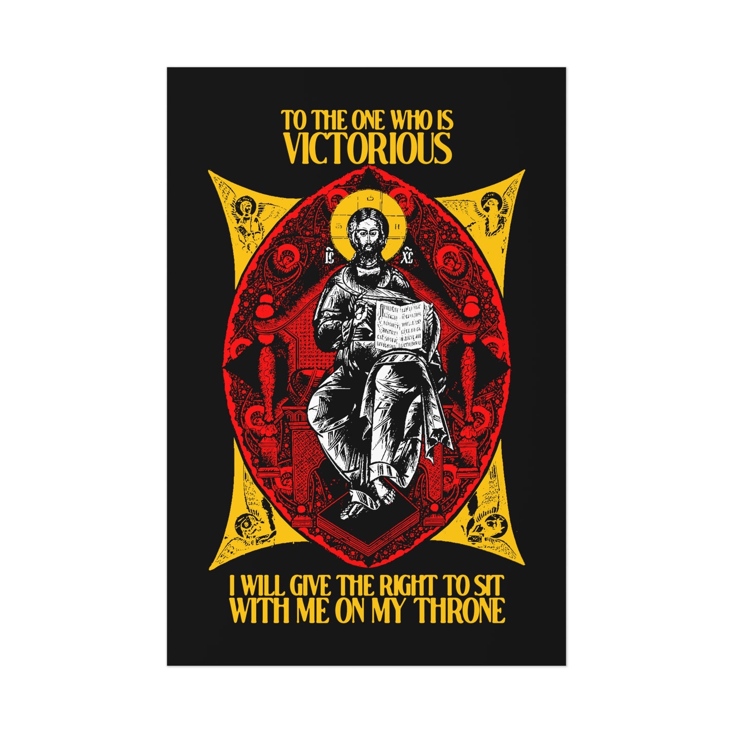 Christ Enthroned IconoGraphic (To the One Who Is Victorious) No. 1 | Orthodox Christian Art Poster