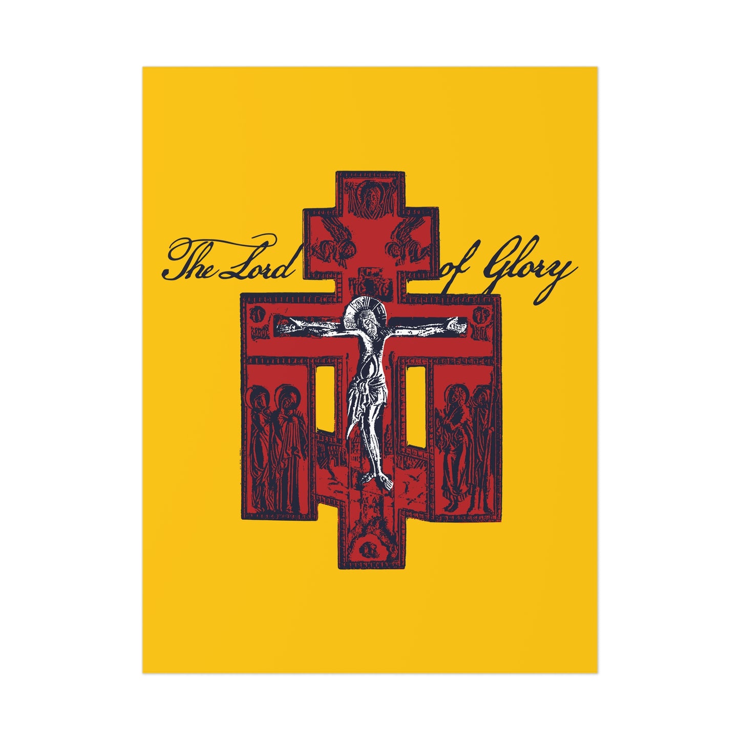 The Lord of Glory | Russian Golgotha Crucifix IconoGraphic (Gold BG) | 1 Corinthians 2:8 | Orthodox Christian Art Poster