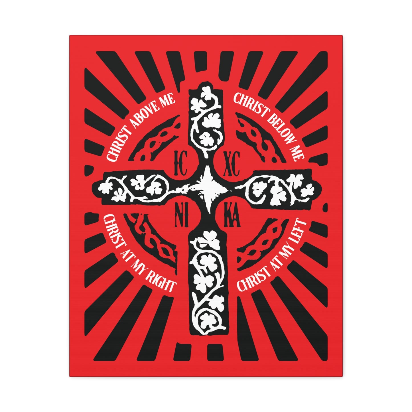 Red ICXC NIKA Enniskillen Celtic Cross | Lorica of St. Patrick | Shield Prayer | Orthodox Christian Canvas Art