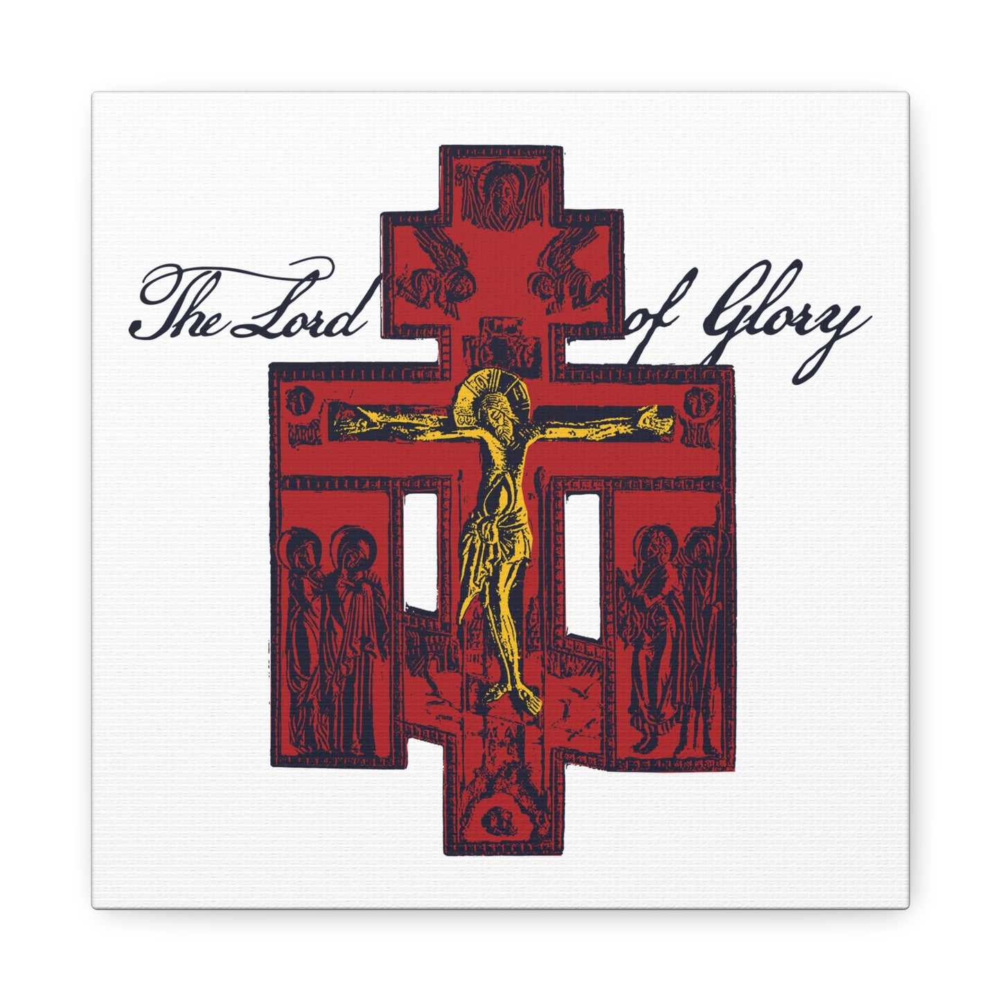 The Lord of Glory | Russian Golgotha Crucifix IconoGraphic (White BG) | 1 Corinthians 2:8 | Orthodox Christian Canvas Art