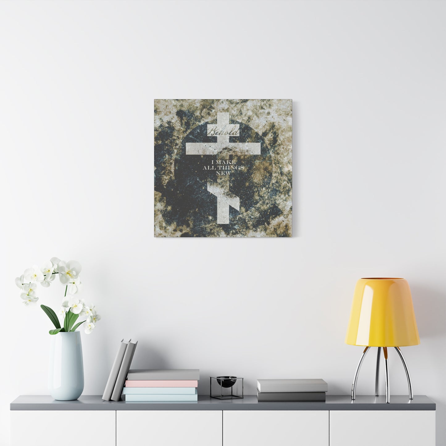 Behold, I Make All Things New | Revelation 21:5 | Cosmic Textured Orthodox Cross | Parousia | Orthodox Christian Canvas Art