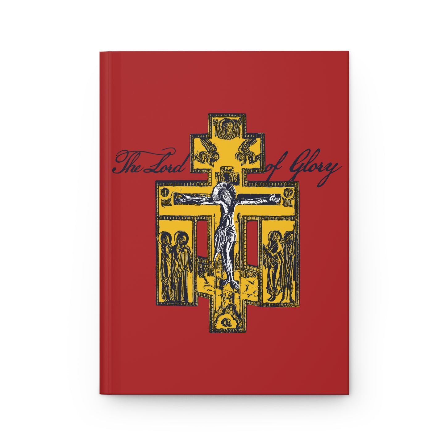 The Lord of Glory | Russian Golgotha Crucifix IconoGraphic (Red BG) | 1 Corinthians 2:8 | Orthodox Christian Hardcover Blank Journal