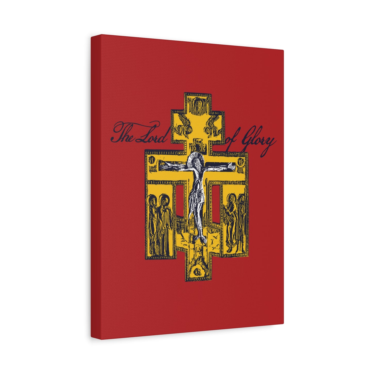 The Lord of Glory | Russian Golgotha Crucifix IconoGraphic (Red BG) | 1 Corinthians 2:8 | Orthodox Christian Canvas Art