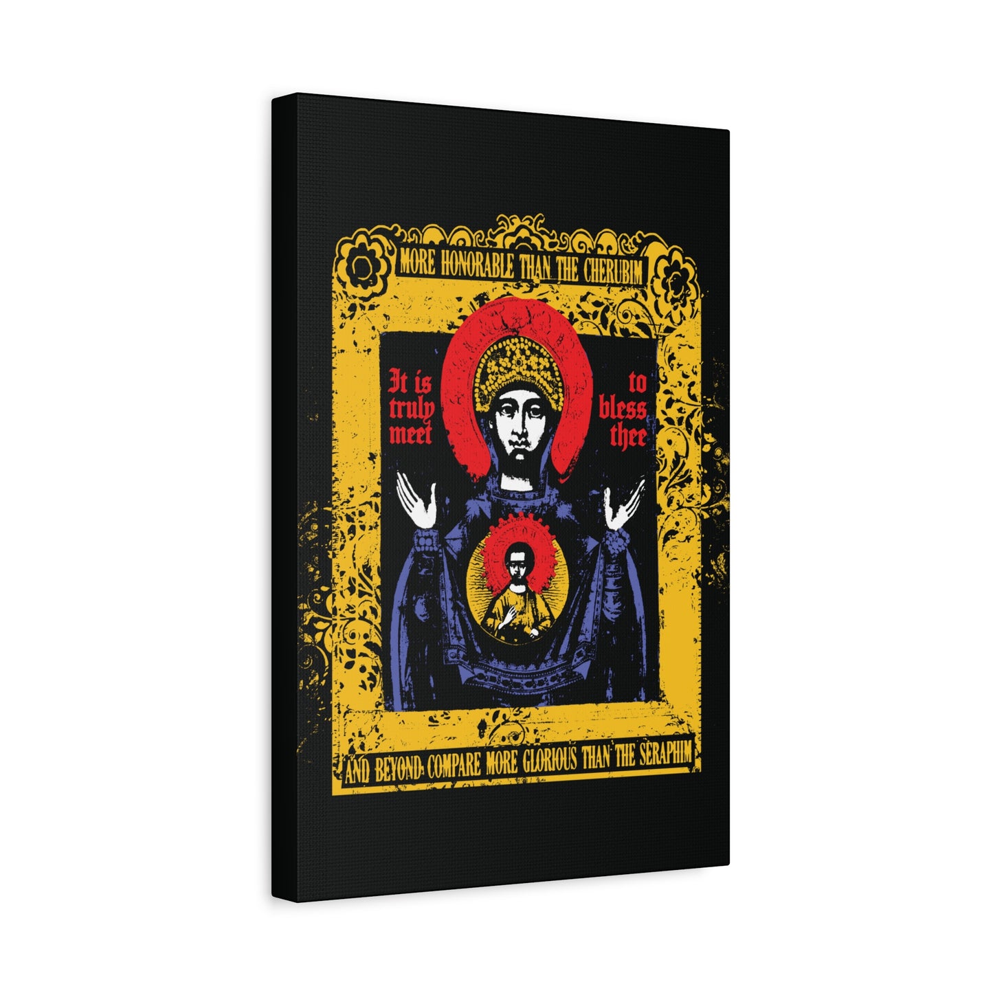 It is Truly Meet To Bless Thee Iconographic | Axion Estin Hymn to the Mother of God Theotokos | Orthodox Christian Canvas Art