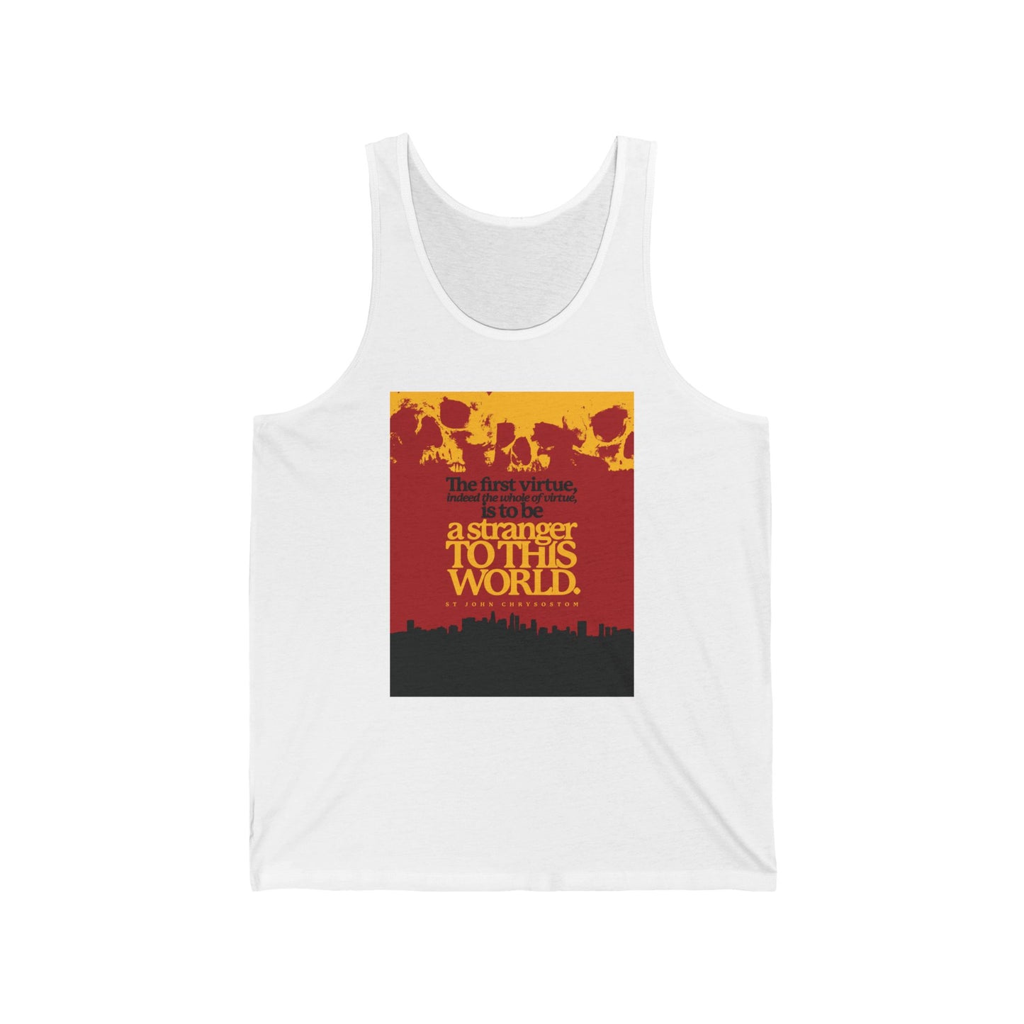 The Whole of Virtue is to Be a Stranger To this World (St John Chrysostom) | Skull Aesthetic | Orthodox Christian Jersey Tank Top / Sleeveless Shirt