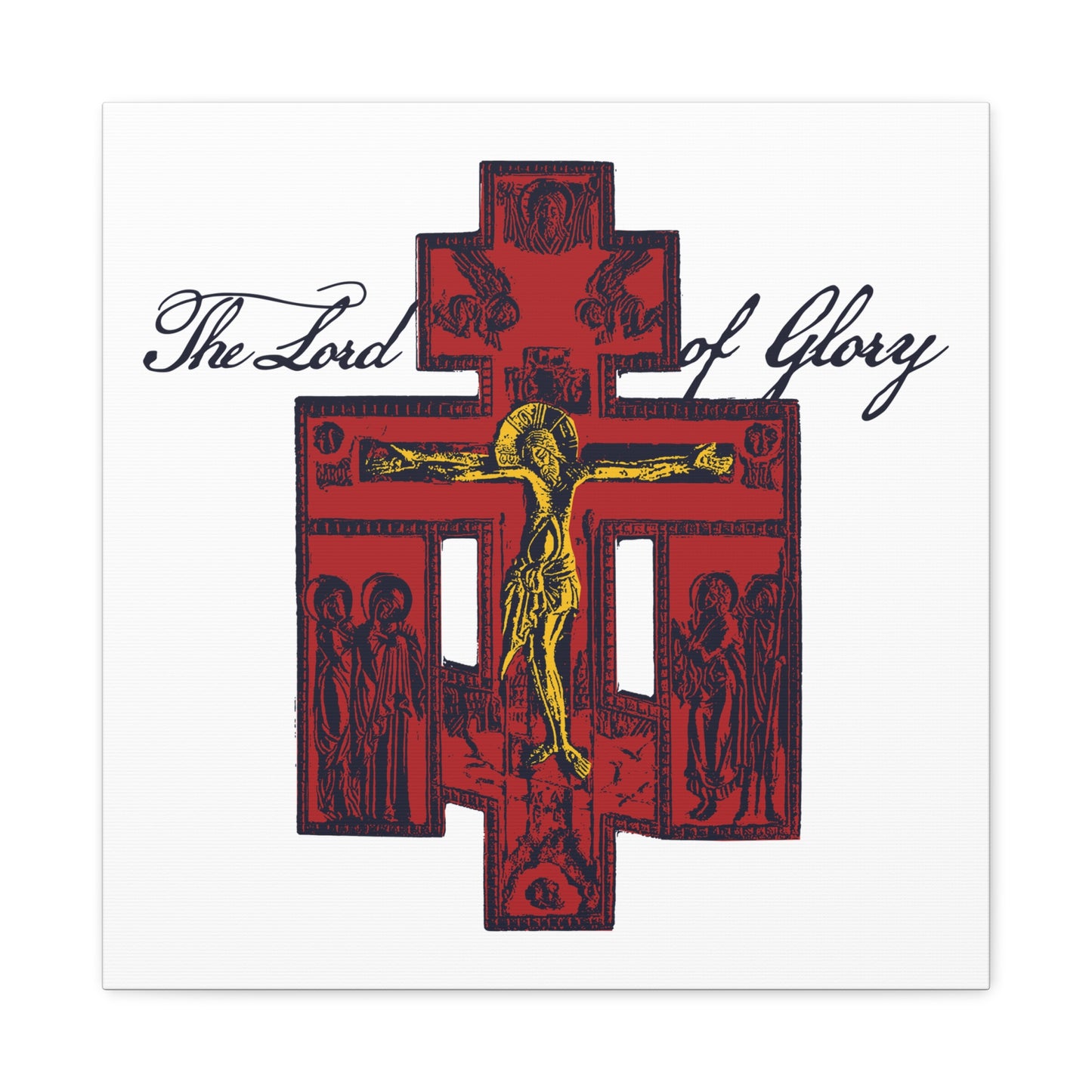 The Lord of Glory | Russian Golgotha Crucifix IconoGraphic (White BG) | 1 Corinthians 2:8 | Orthodox Christian Canvas Art