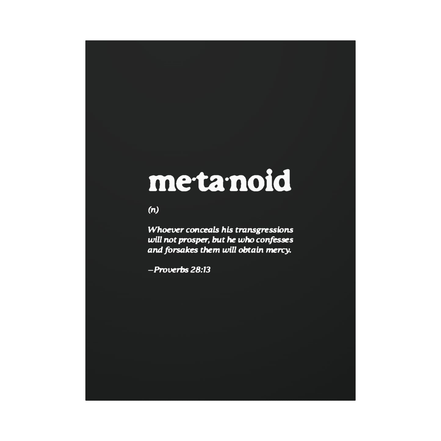 Metanoia Metanoid Definition | Proverbs 28:13 | Confession & Repentance | Minimalist Design | Orthodox Christian Canvas Art