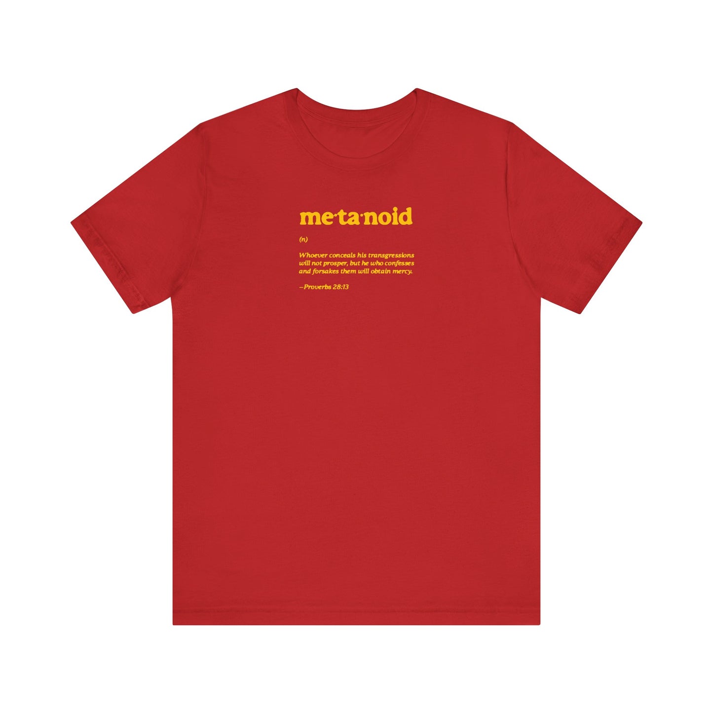 Metanoia Metanoid Definition | Proverbs 28:13 | Confession & Repentance | Minimalist Design | Orthodox Christian Cotton T-Shirt