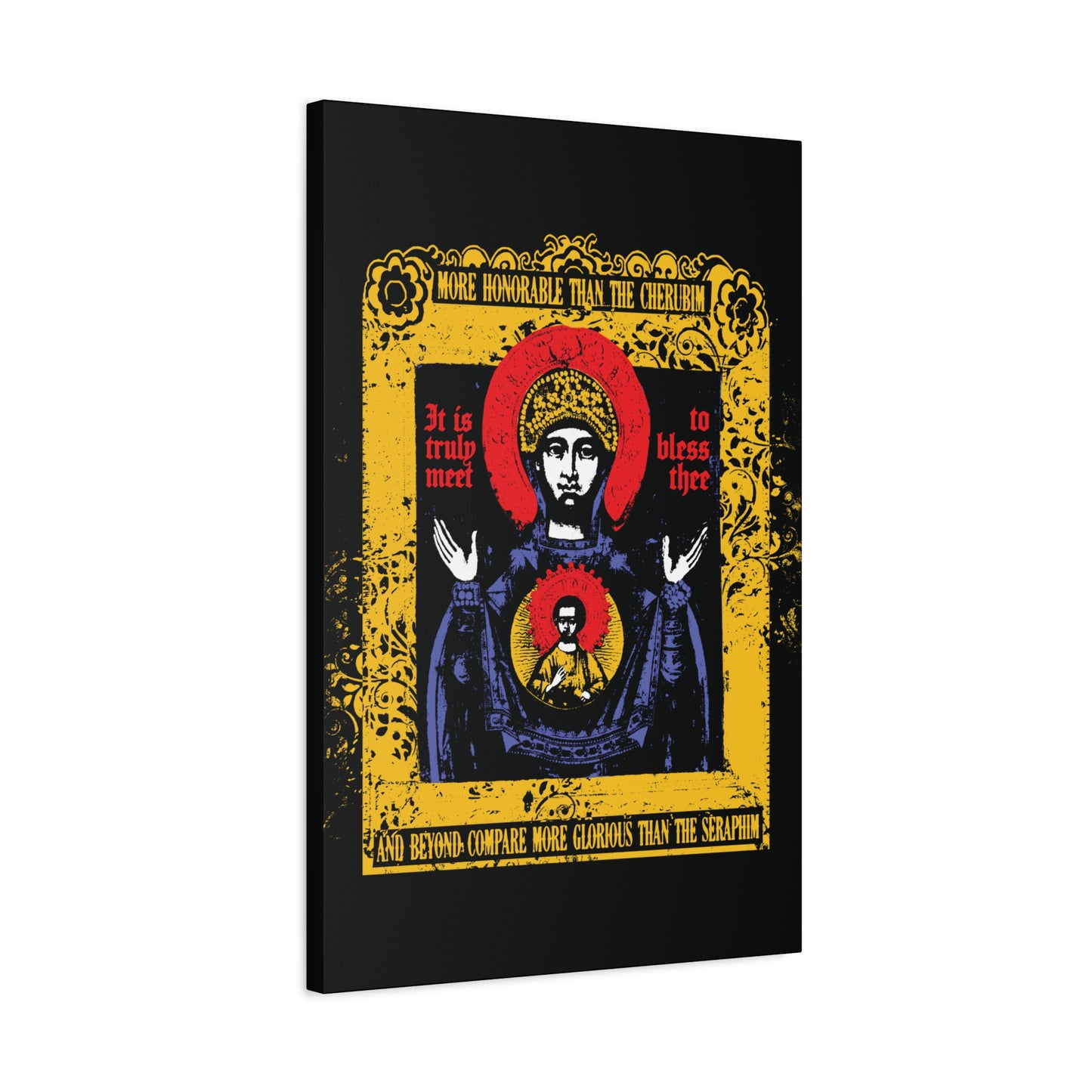 It is Truly Meet To Bless Thee Iconographic | Axion Estin Hymn to the Mother of God Theotokos | Orthodox Christian Canvas Art