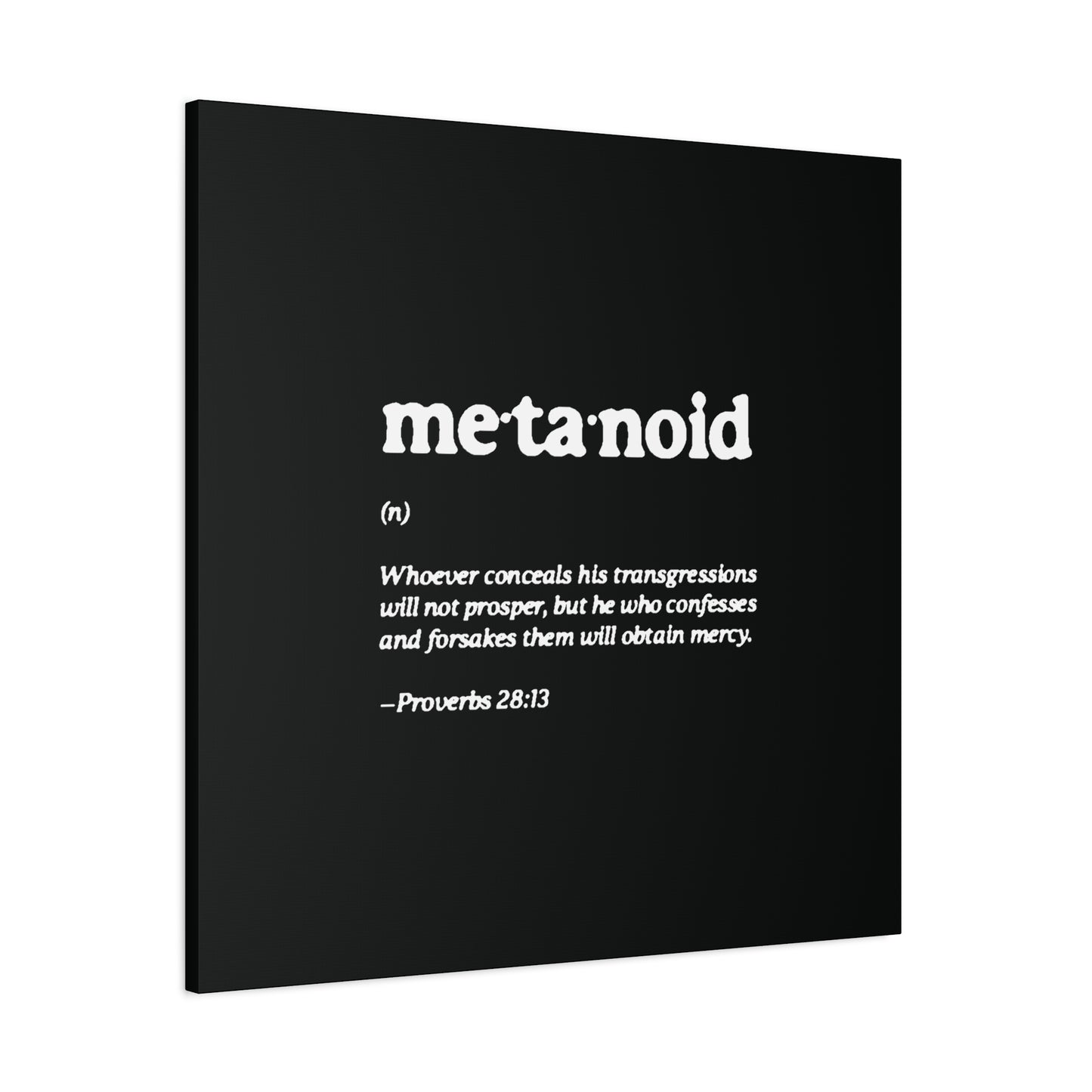 Metanoia Metanoid Definition | Proverbs 28:13 | Confession & Repentance | Minimalist Design | Orthodox Christian Canvas Art