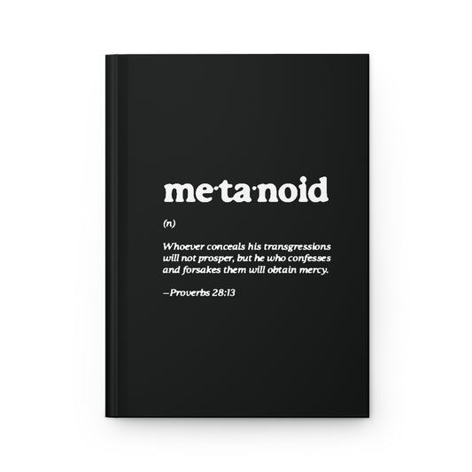 Metanoia Metanoid Definition | Proverbs 28:13 | Confession & Repentance | Minimalist Design | Orthodox Christian Hardcover Journal