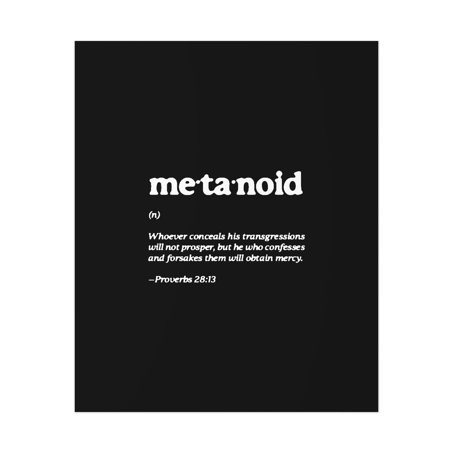 Metanoia Metanoid Definition | Proverbs 28:13 | Confession & Repentance | Minimalist Design | Orthodox Christian Art Poster
