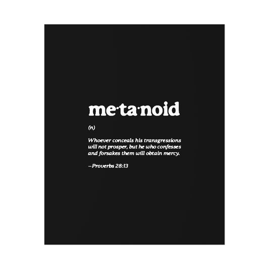 Metanoia Metanoid Definition | Proverbs 28:13 | Confession & Repentance | Minimalist Design | Orthodox Christian Art Poster