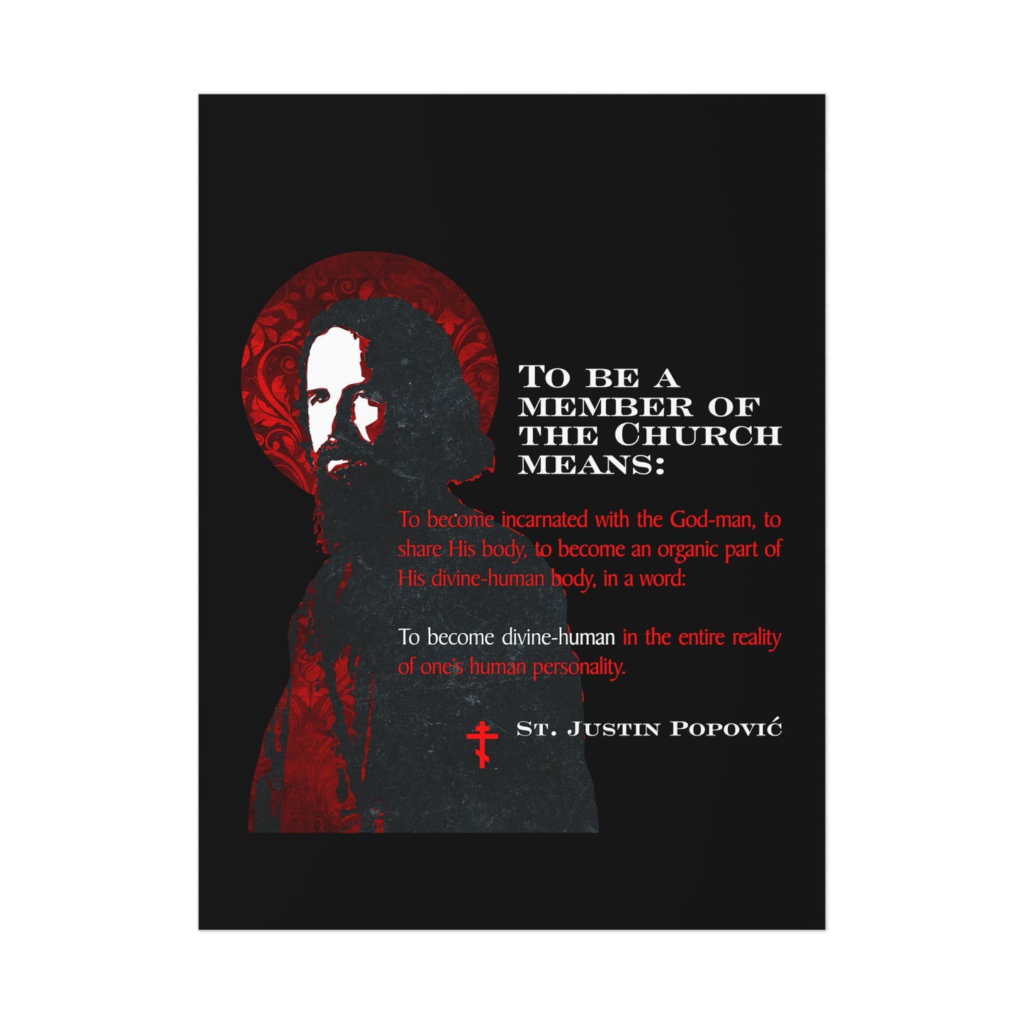 To Be a Member of the Church (St. Justin Popovic) No. 1 | Orthodox Christian Art Poster
