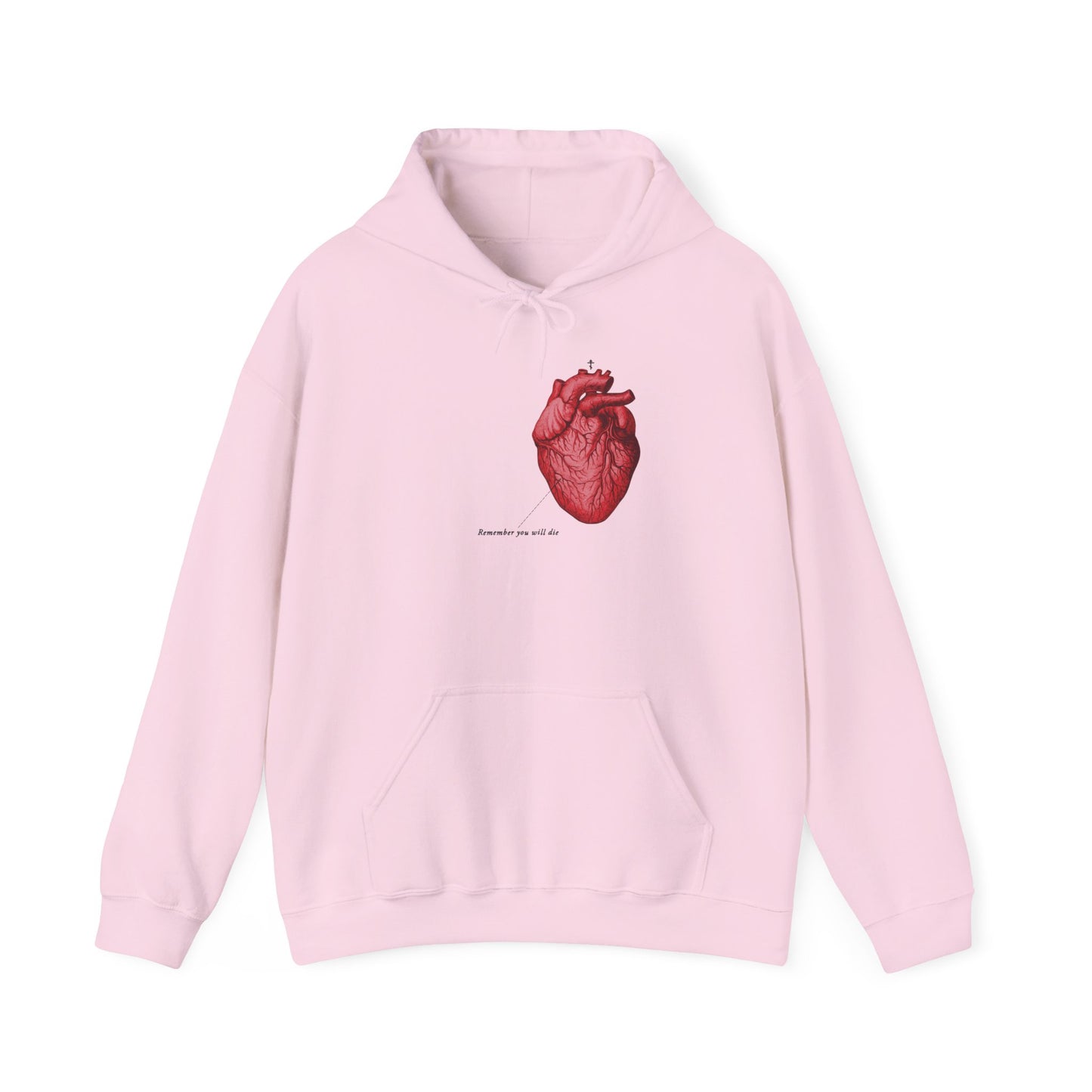 Remember You Will Die Retro Medical Textbook Heart Design | Orthodox Christian Hoodie / Hooded Sweatshirt-Light Pink-S-Remembrance of Death