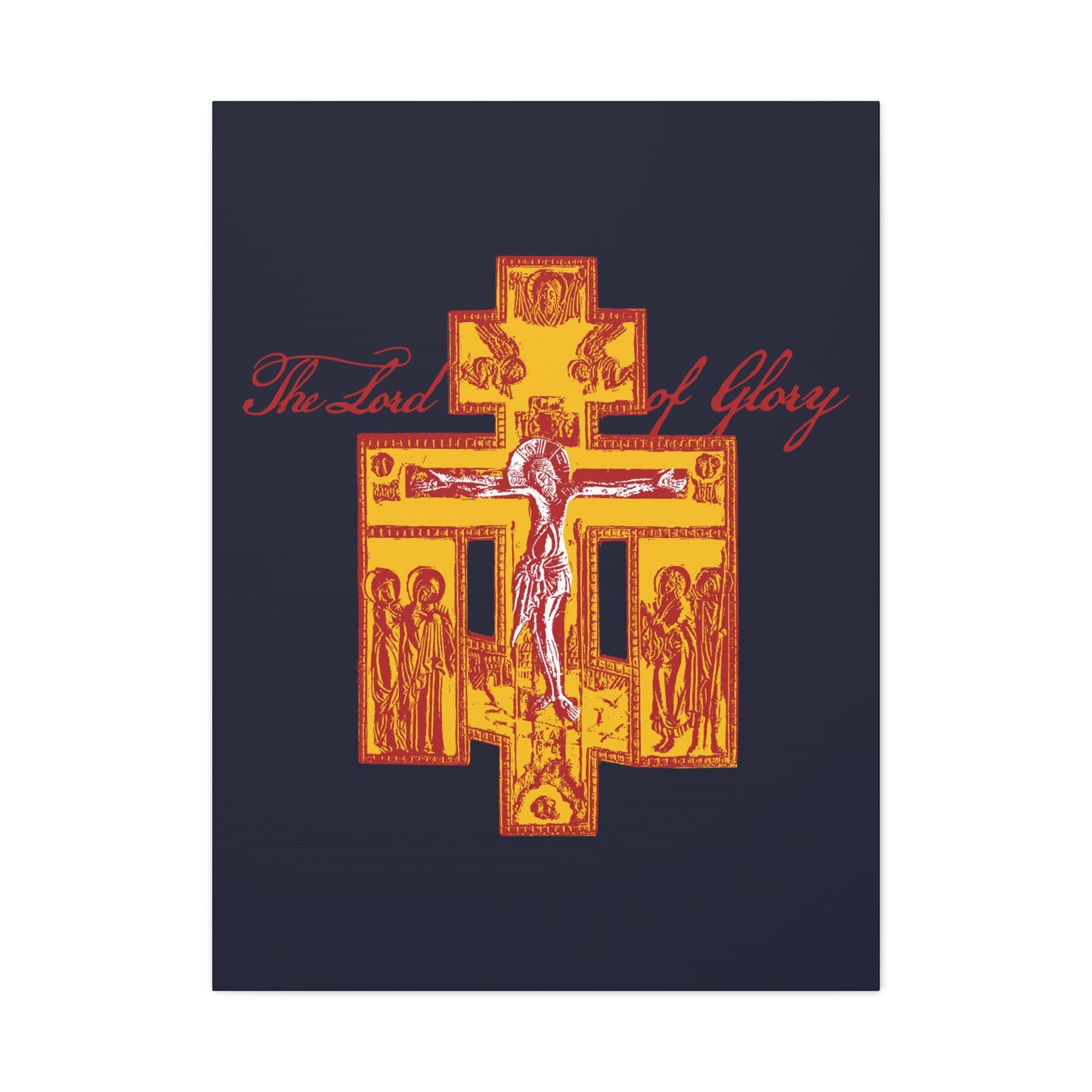 The Lord of Glory | Russian Golgotha Crucifix IconoGraphic (Blue BG) | 1 Corinthians 2:8 | Orthodox Christian Canvas Art