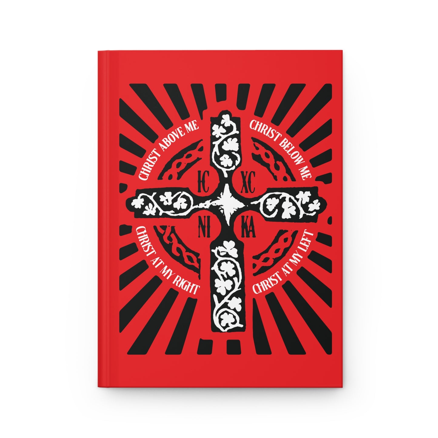 Red ICXC NIKA Enniskillen Celtic Cross | Lorica of St. Patrick | Shield Prayer | Orthodox Christian Hardcover Journal