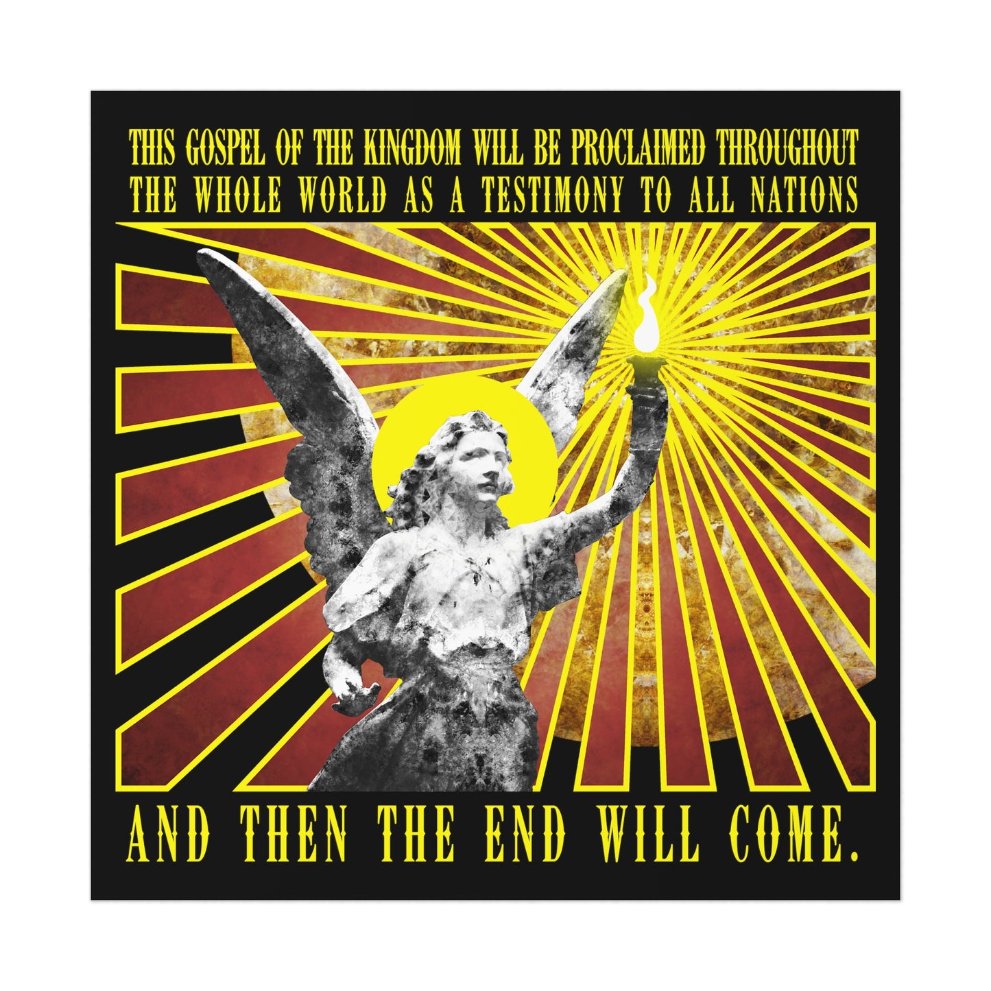 And Then the End Will Come (Matthew 24:14) Cemetery Angel Holding Lamp Emitting Rays | Orthodox Christian Art Poster