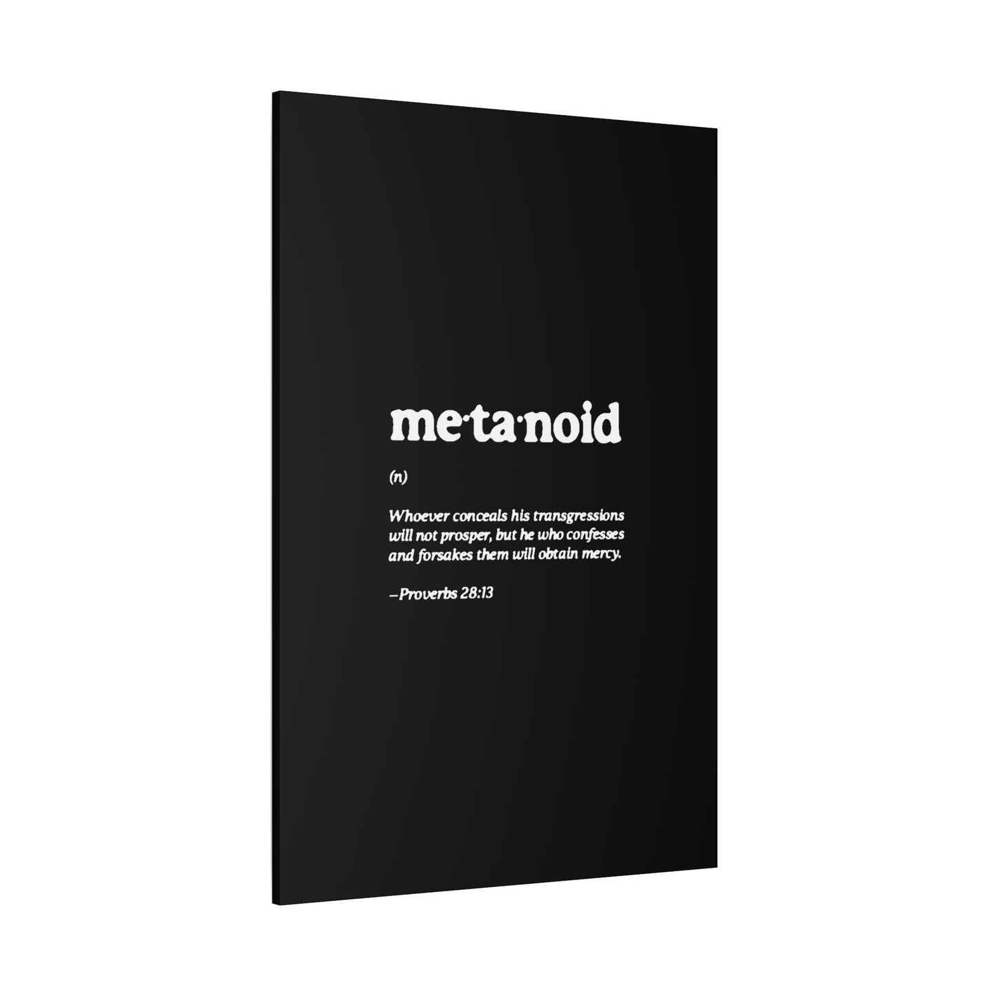Metanoia Metanoid Definition | Proverbs 28:13 | Confession & Repentance | Minimalist Design | Orthodox Christian Canvas Art