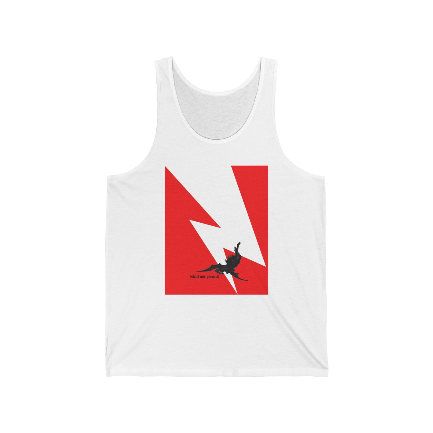 Shall Not Prevail | Satan Fell from Heaven Like Lightning (Luke 10:18) | Minimalist Design | Orthodox Christian Jersey Tank Top