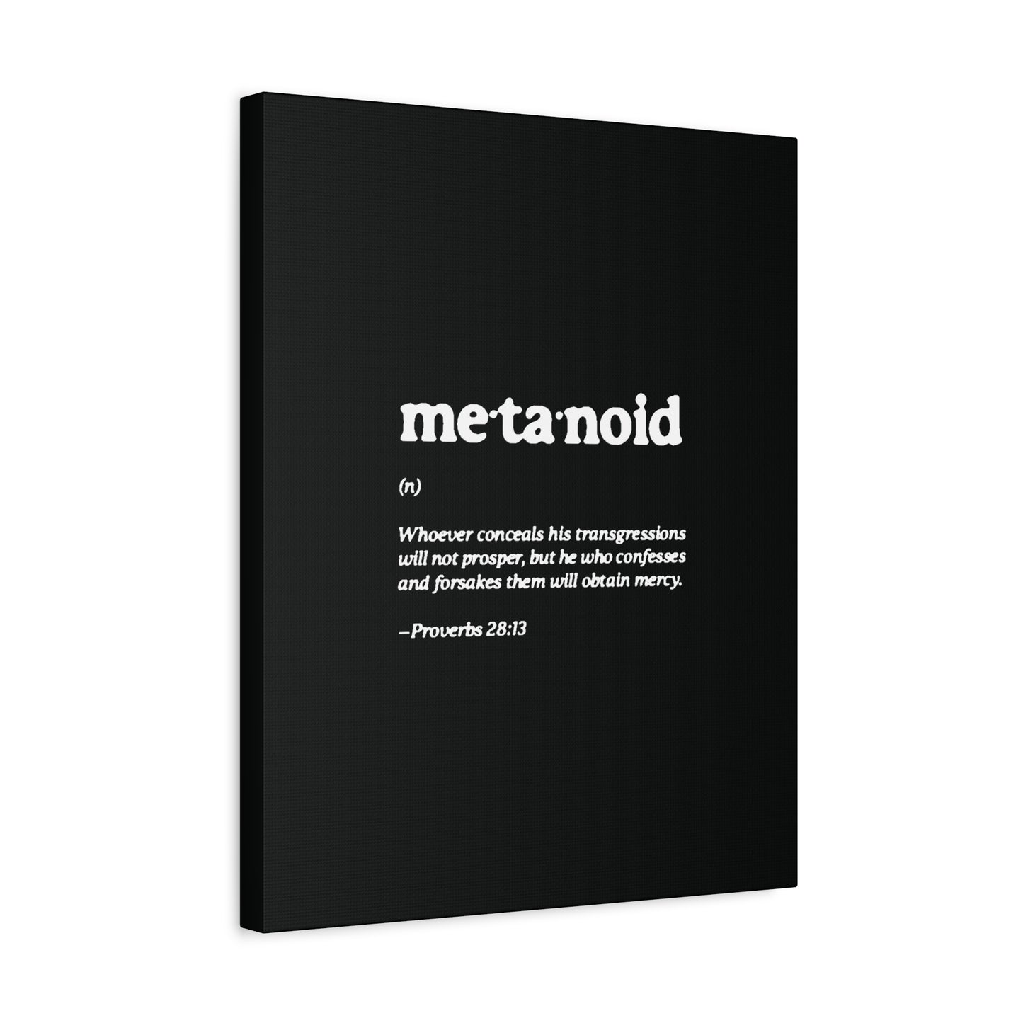 Metanoia Metanoid Definition | Proverbs 28:13 | Confession & Repentance | Minimalist Design | Orthodox Christian Canvas Art