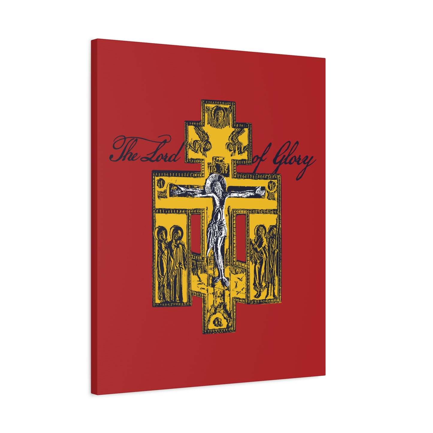 The Lord of Glory | Russian Golgotha Crucifix IconoGraphic (Red BG) | 1 Corinthians 2:8 | Orthodox Christian Canvas Art