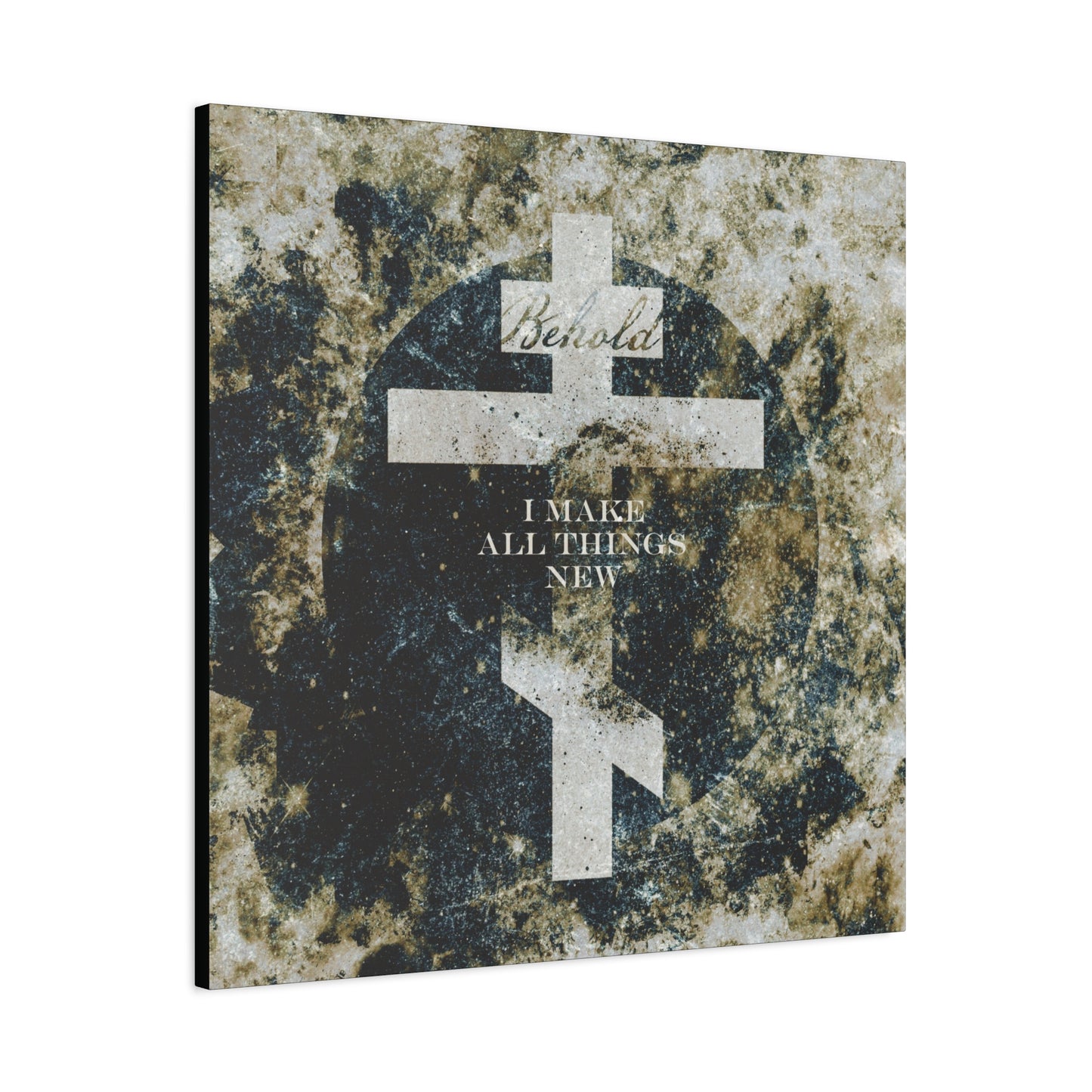 Behold, I Make All Things New | Revelation 21:5 | Cosmic Textured Orthodox Cross | Parousia | Orthodox Christian Canvas Art