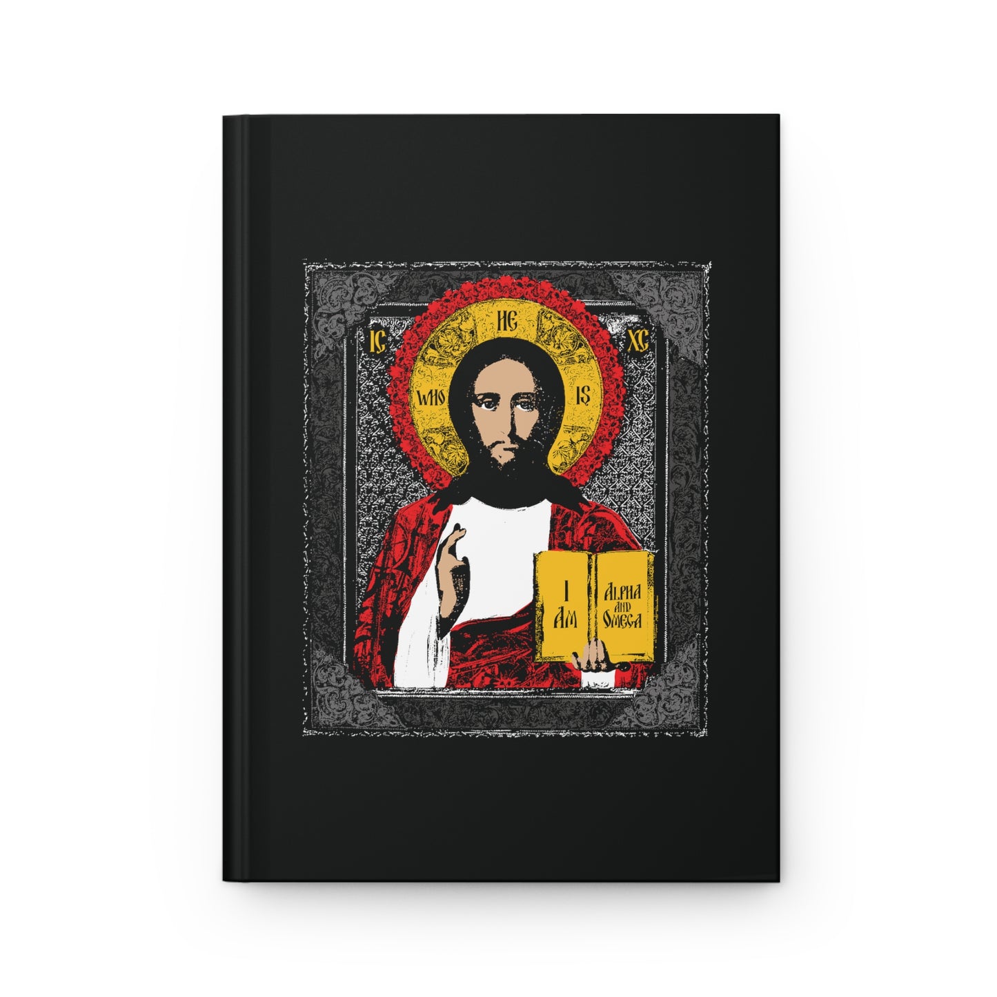 Christ Pantocrator IconoGraphic No. 1 (Alpha and Omega) | Orthodox Christian Accessory | Hardcover Journal