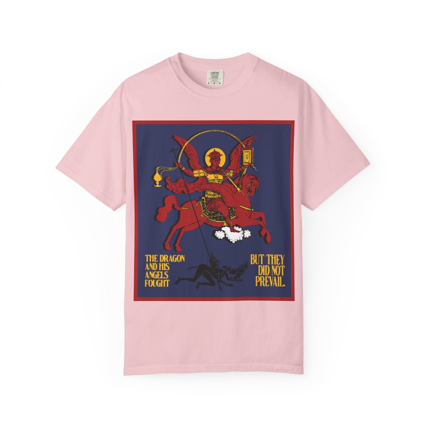 Archangel Michael Defeating Satan the Dragon (Rev 12:7-8) | Apocalyptic IconoGraphic | Orthodox Christian Heavyweight Cotton Unisex Tee