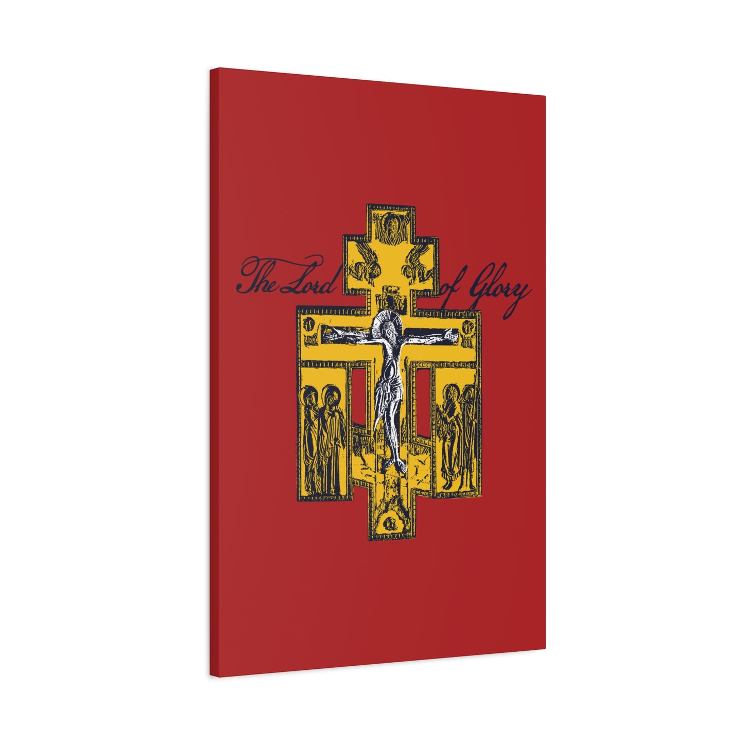 The Lord of Glory | Russian Golgotha Crucifix IconoGraphic (Red BG) | 1 Corinthians 2:8 | Orthodox Christian Canvas Art