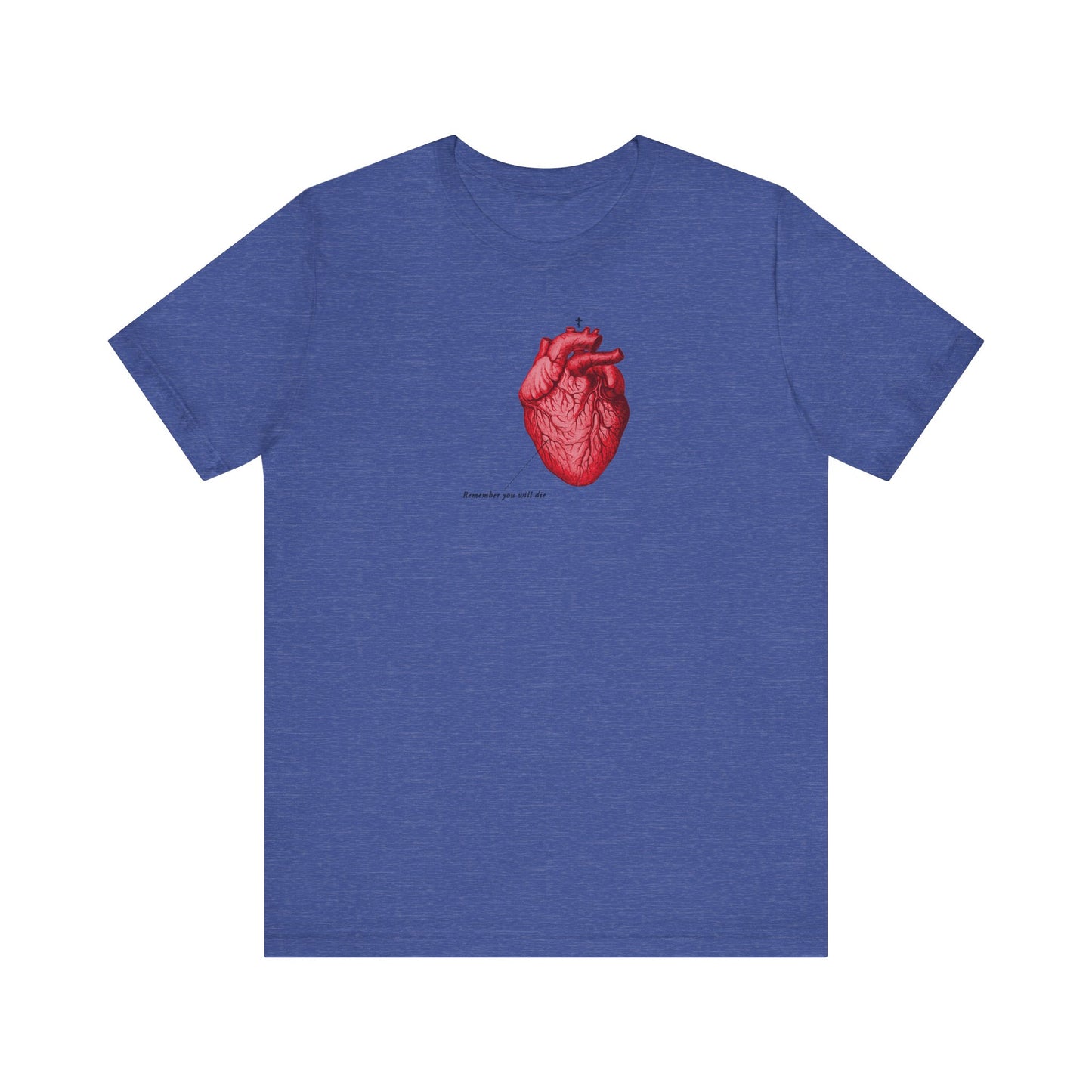 Remember You Will Die Retro Medical Textbook Heart Design | Orthodox Christian T-Shirt-Heather True Royal-S-Remembrance of Death
