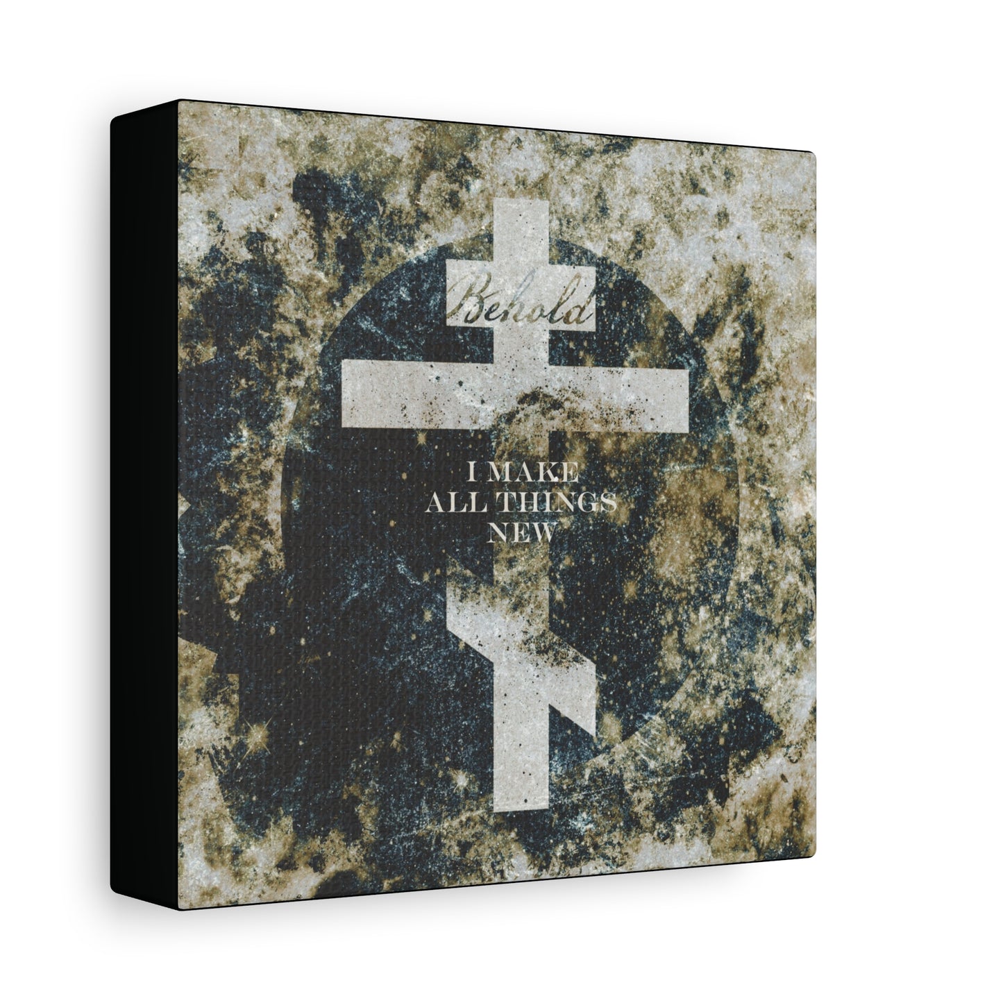 Behold, I Make All Things New | Revelation 21:5 | Cosmic Textured Orthodox Cross | Parousia | Orthodox Christian Canvas Art