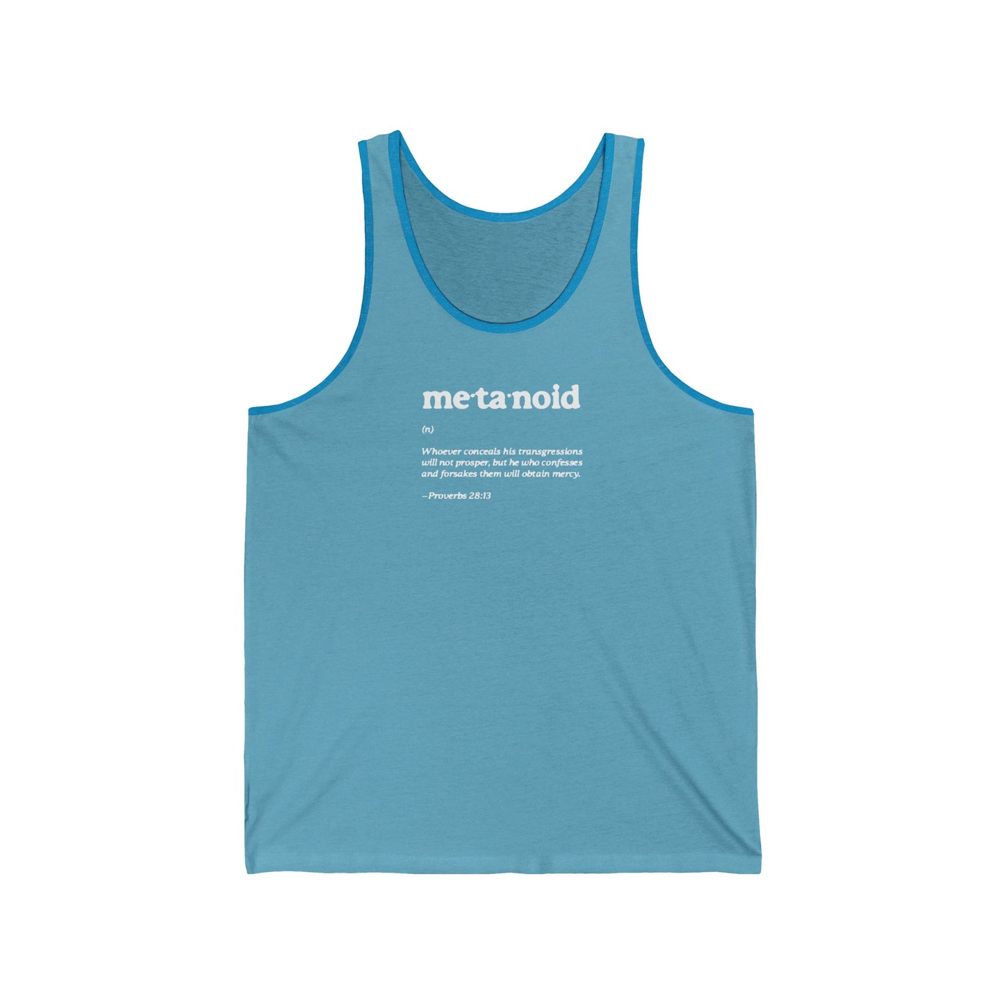 Metanoia Metanoid Definition | Proverbs 28:13 | Confession & Repentance | Minimalist Design | Orthodox Christian Jersey Tank Top