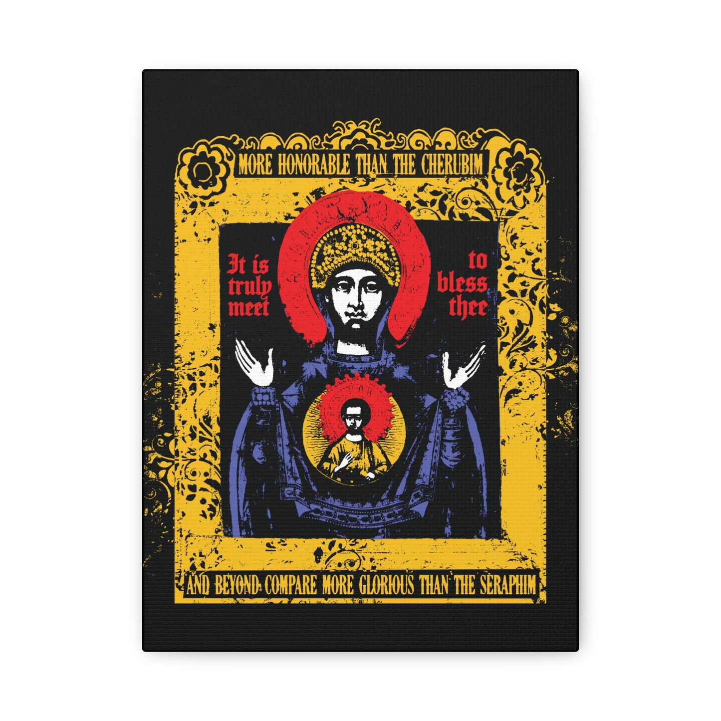 It is Truly Meet To Bless Thee Iconographic | Axion Estin Hymn to the Mother of God Theotokos | Orthodox Christian Canvas Art