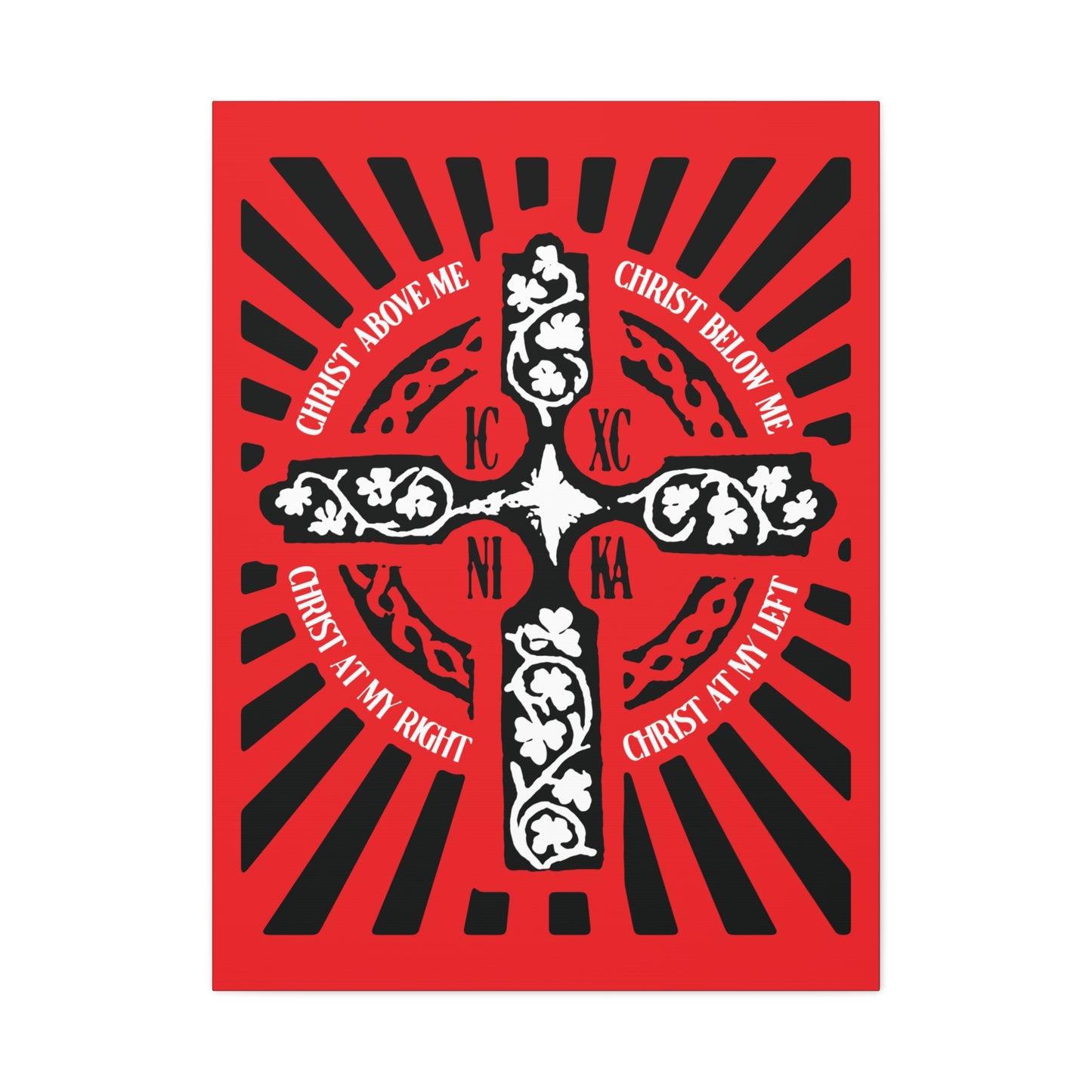 Red ICXC NIKA Enniskillen Celtic Cross | Lorica of St. Patrick | Shield Prayer | Orthodox Christian Canvas Art