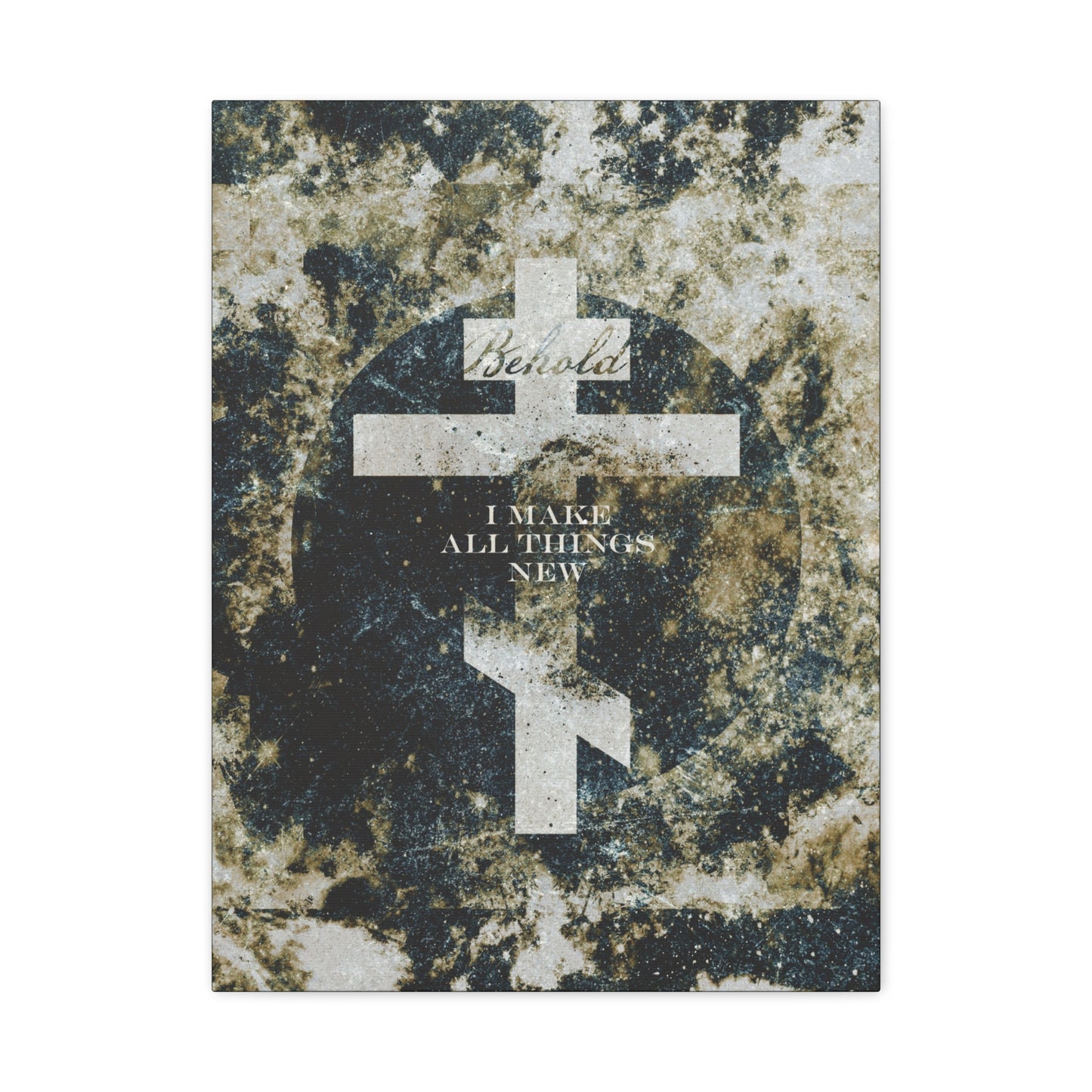 Behold, I Make All Things New | Revelation 21:5 | Cosmic Textured Orthodox Cross | Parousia | Orthodox Christian Canvas Art