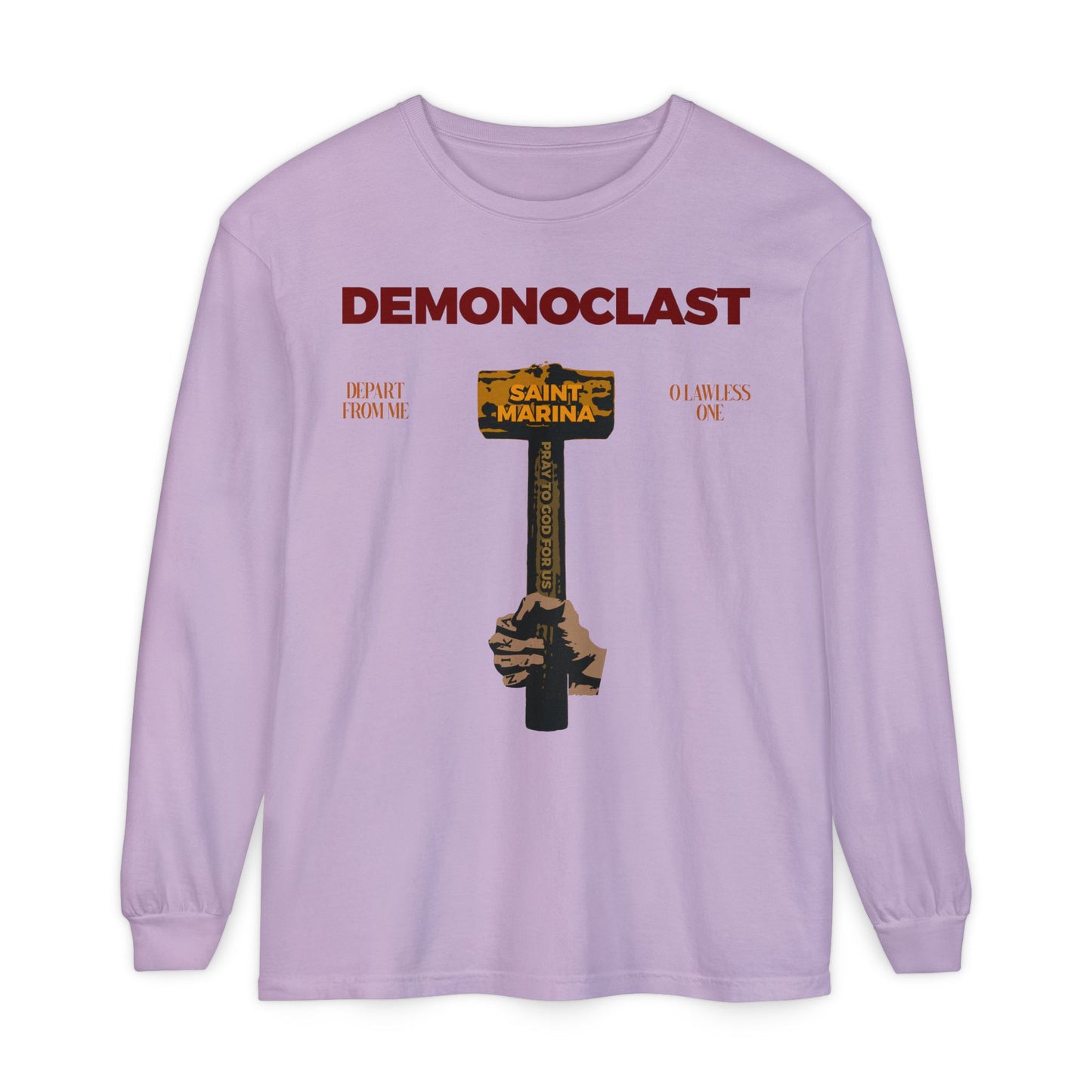 Demonoclast | St. Marina's Hammer | NIKA Fist | Christ Conquers | Demon Smasher | Unseen Warfare | Christian Martyrdom | Orthodox Long Sleeve