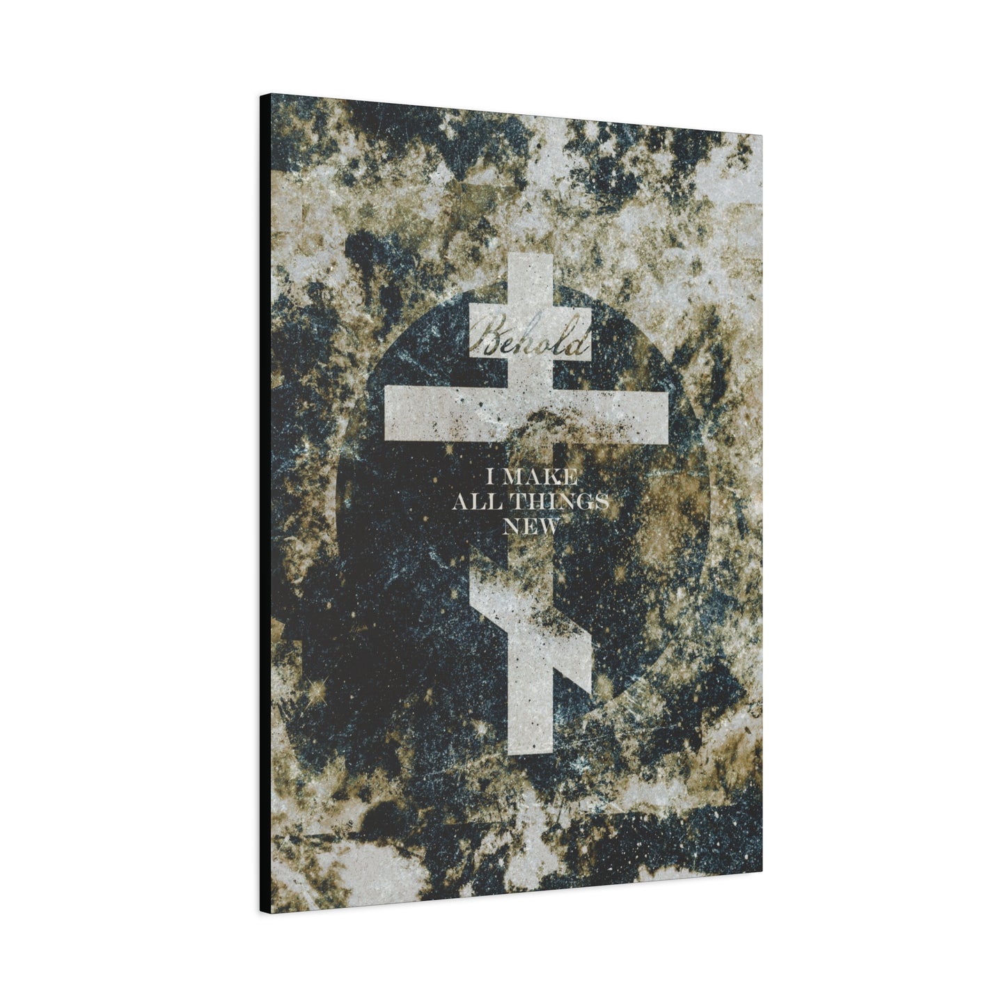 Behold, I Make All Things New | Revelation 21:5 | Cosmic Textured Orthodox Cross | Parousia | Orthodox Christian Canvas Art