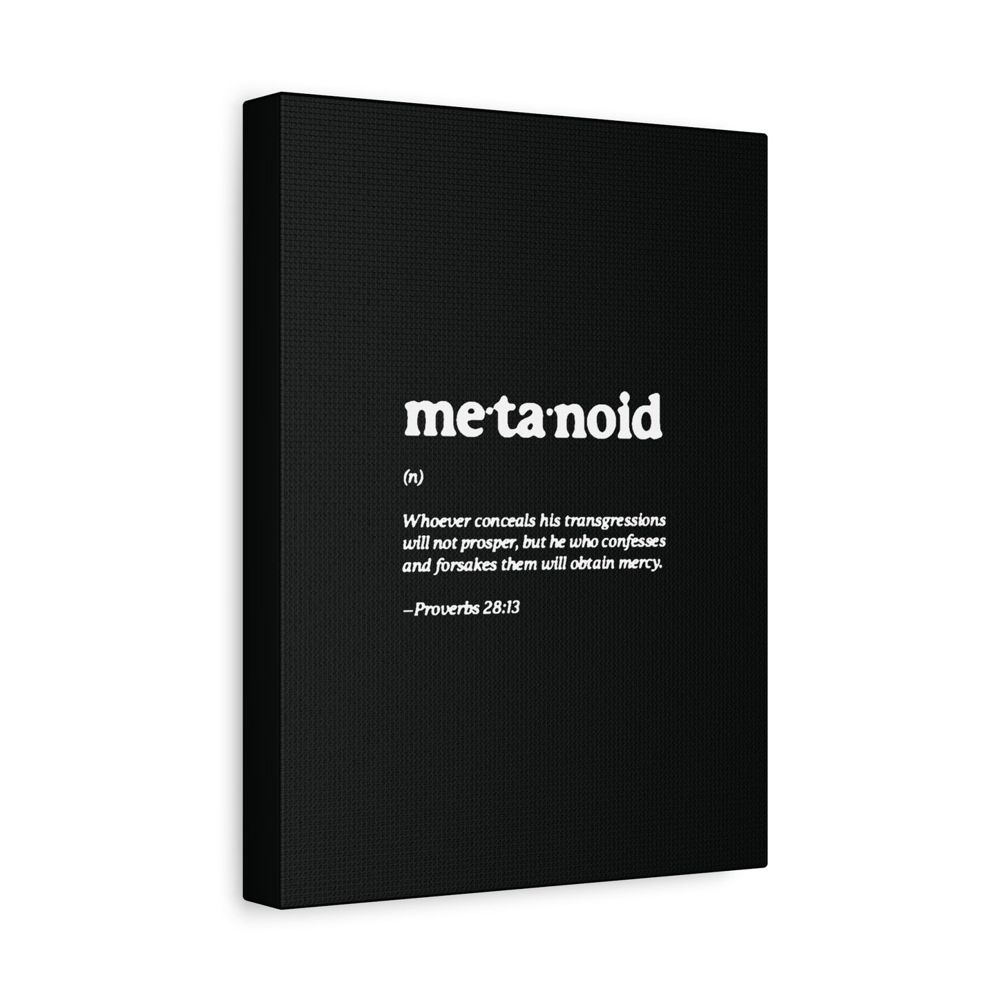 Metanoia Metanoid Definition | Proverbs 28:13 | Confession & Repentance | Minimalist Design | Orthodox Christian Canvas Art