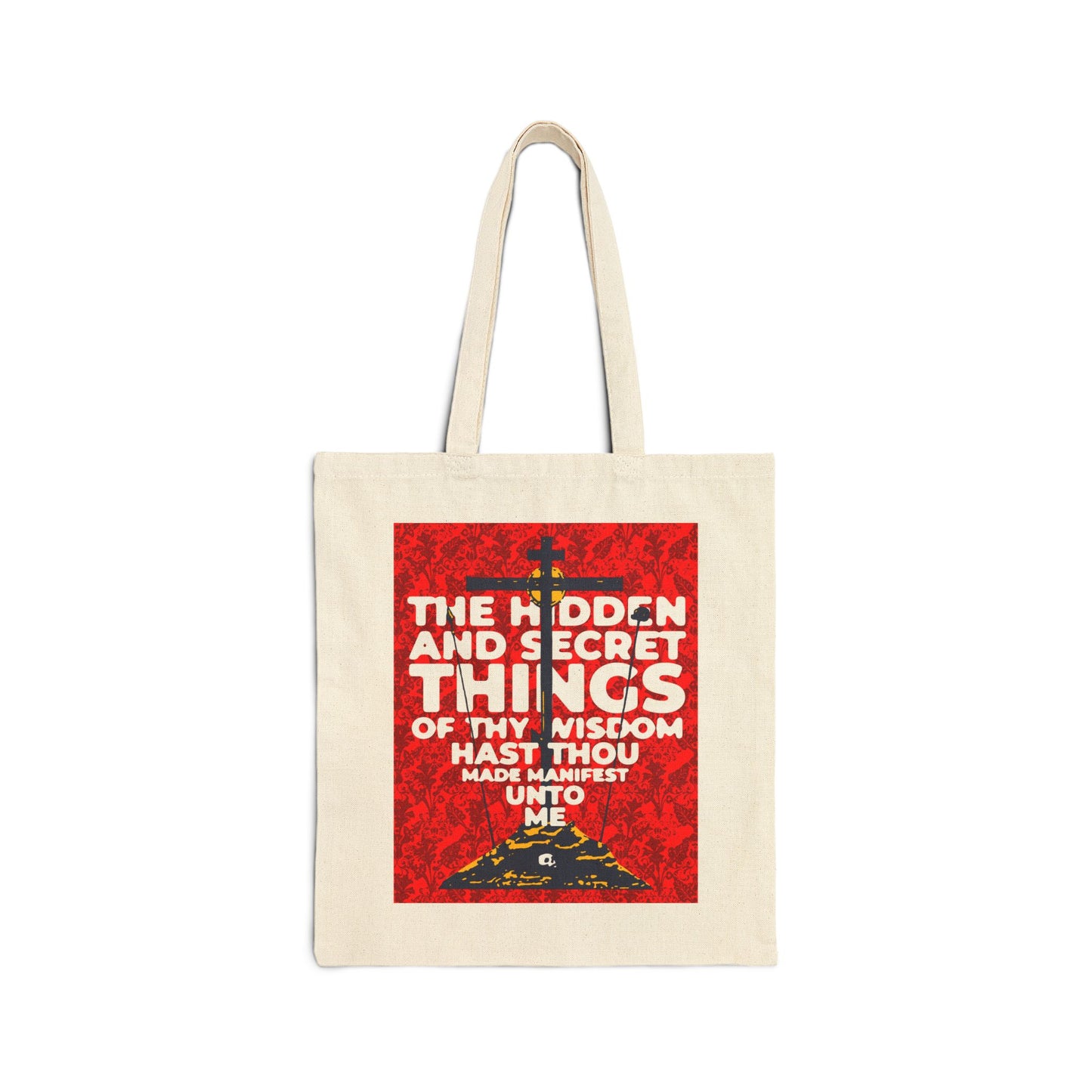 The Hidden and Secret Things of Thy Wisdom (Psalm 50/51) | Golgotha Cross | Skull of Adam | Orthodox Christian Canvas Tote Bag