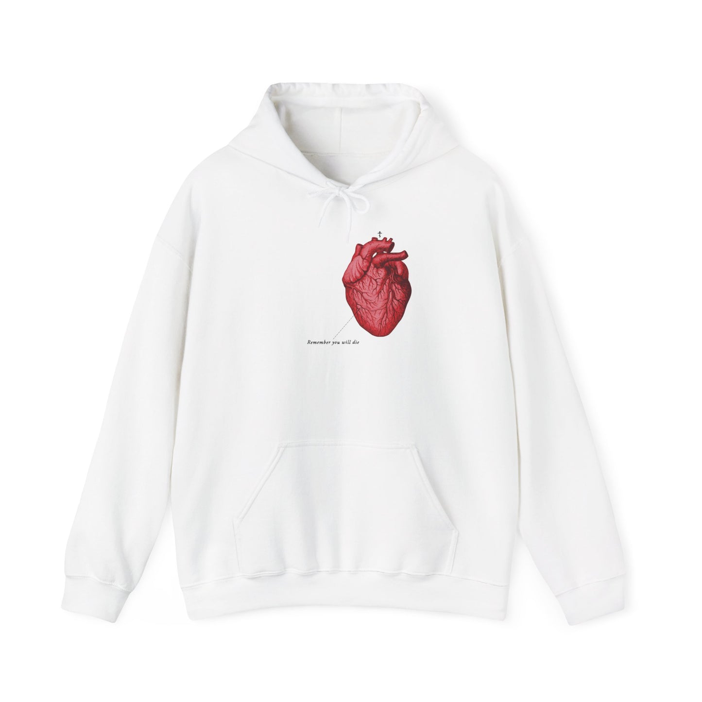 Remember You Will Die Retro Medical Textbook Heart Design | Orthodox Christian Hoodie / Hooded Sweatshirt-White-S-Remembrance of Death