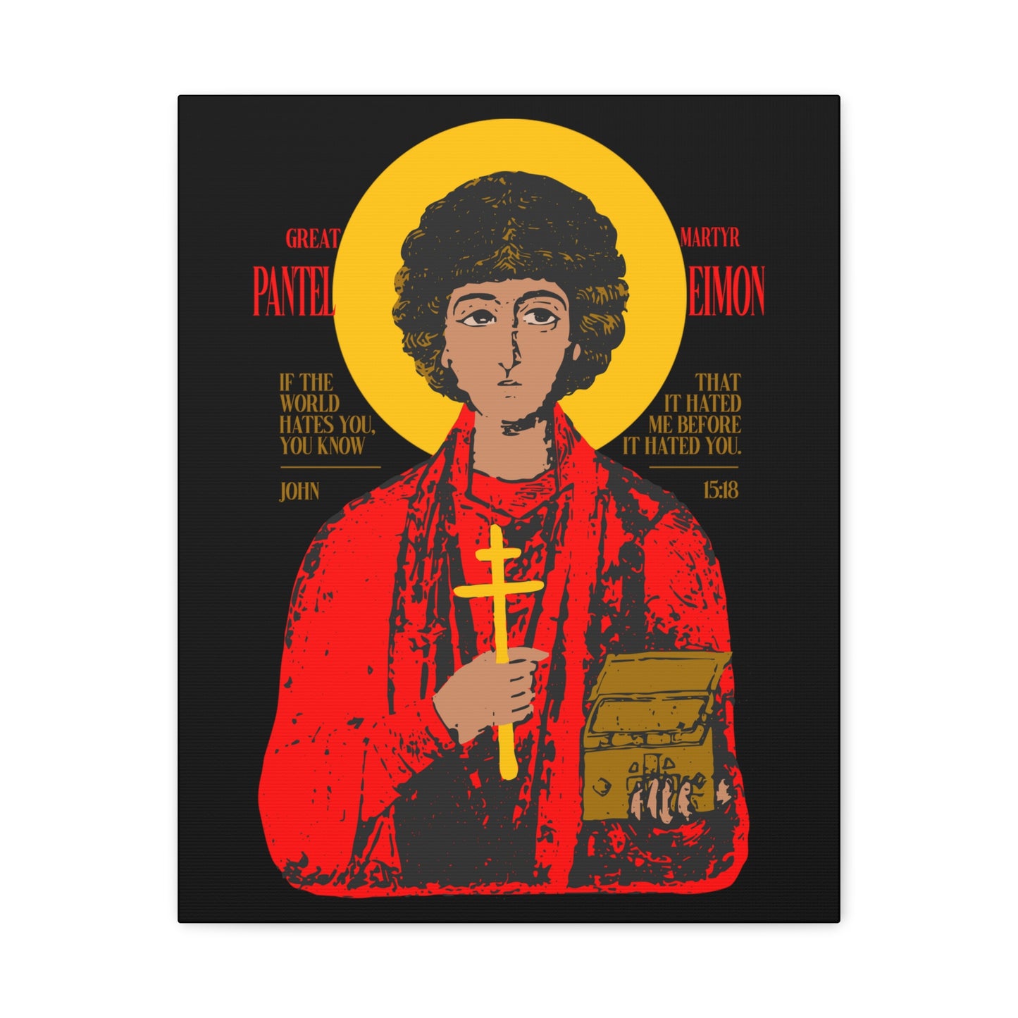 Great-Martyr Panteleimon IconoGraphic No. 1 | Orthodox Christian Canvas Art