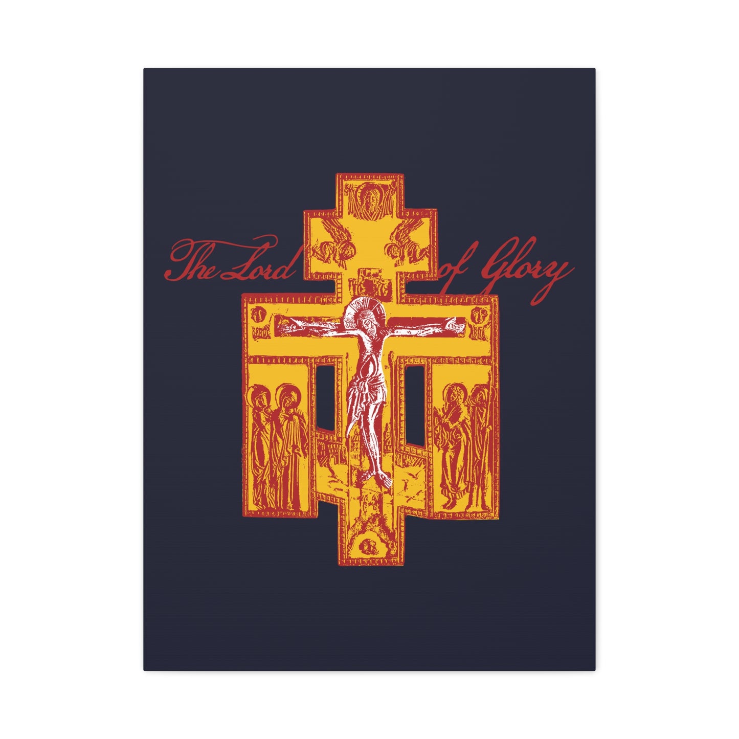 The Lord of Glory | Russian Golgotha Crucifix IconoGraphic (Blue BG) | 1 Corinthians 2:8 | Orthodox Christian Canvas Art