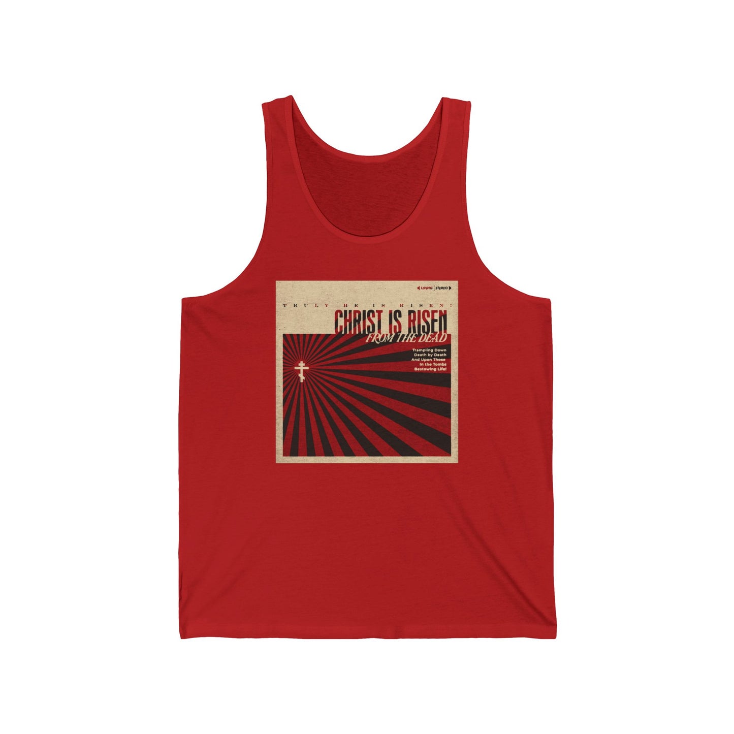 Christ is Risen from the Dead | Paschal Troparion | Retro LP Cover Design | Orthodox Christian Jersey Tank Top / Sleeveless Shirt