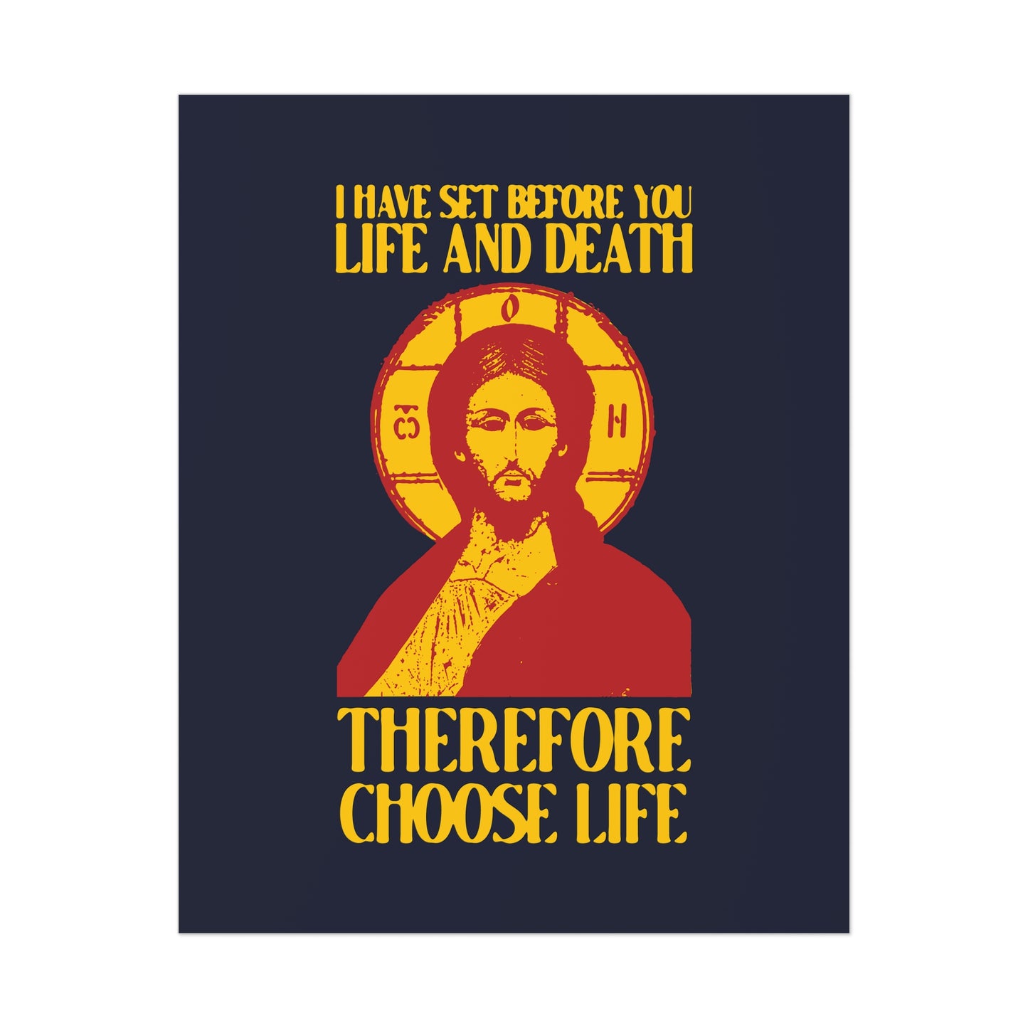 I Have Set Before You Life and Death (Deut. 30:11-20) Blue Design No. 1 | Orthodox Christian Art Poster