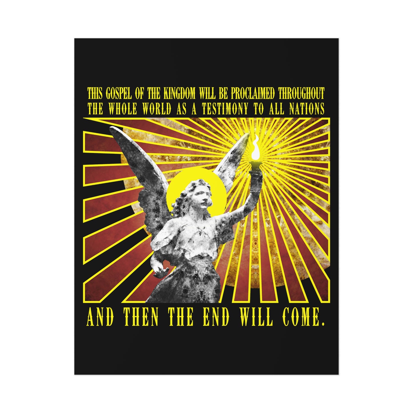 And Then the End Will Come (Matthew 24:14) Cemetery Angel Holding Lamp Emitting Rays | Orthodox Christian Art Poster